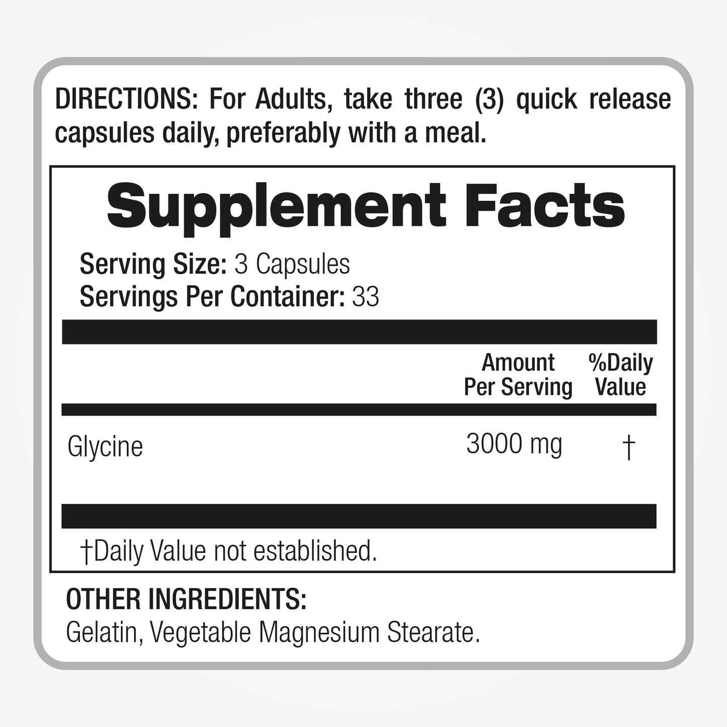 FITO MEDIC'S Glycine Supplement Capsule, 100 Capsules