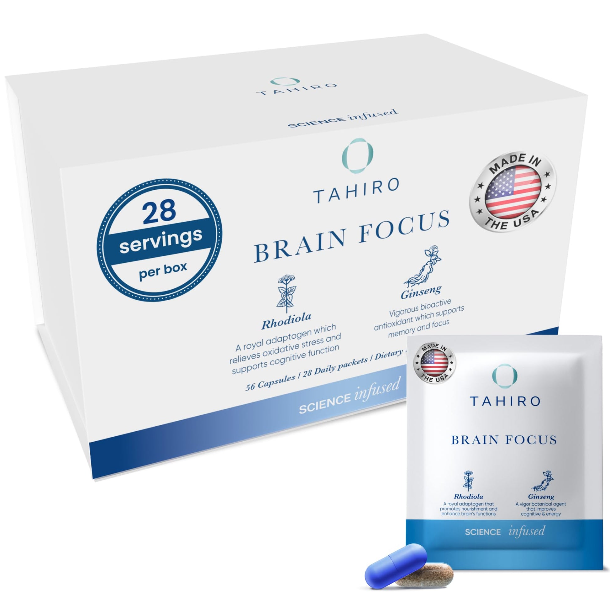 TAHIRO Brain Focus Supplement Capsule 56 Count