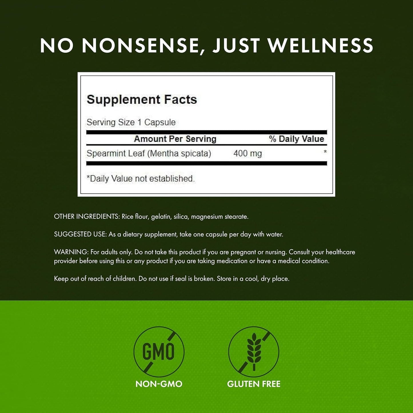 Swanson Spearmint Leaf Full Spectrum Digestive Supplement Capsules 120 Count