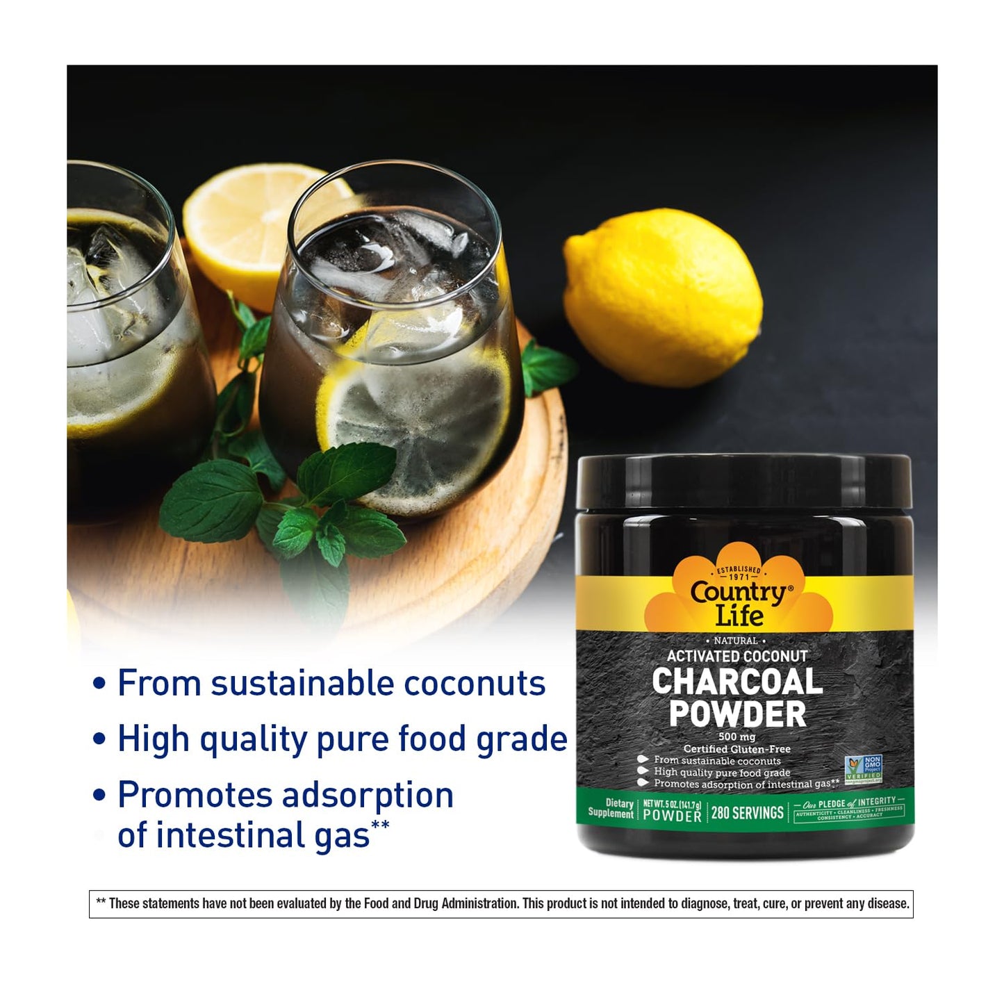 Country Life Activated Coconut Charcoal Powder 5 oz