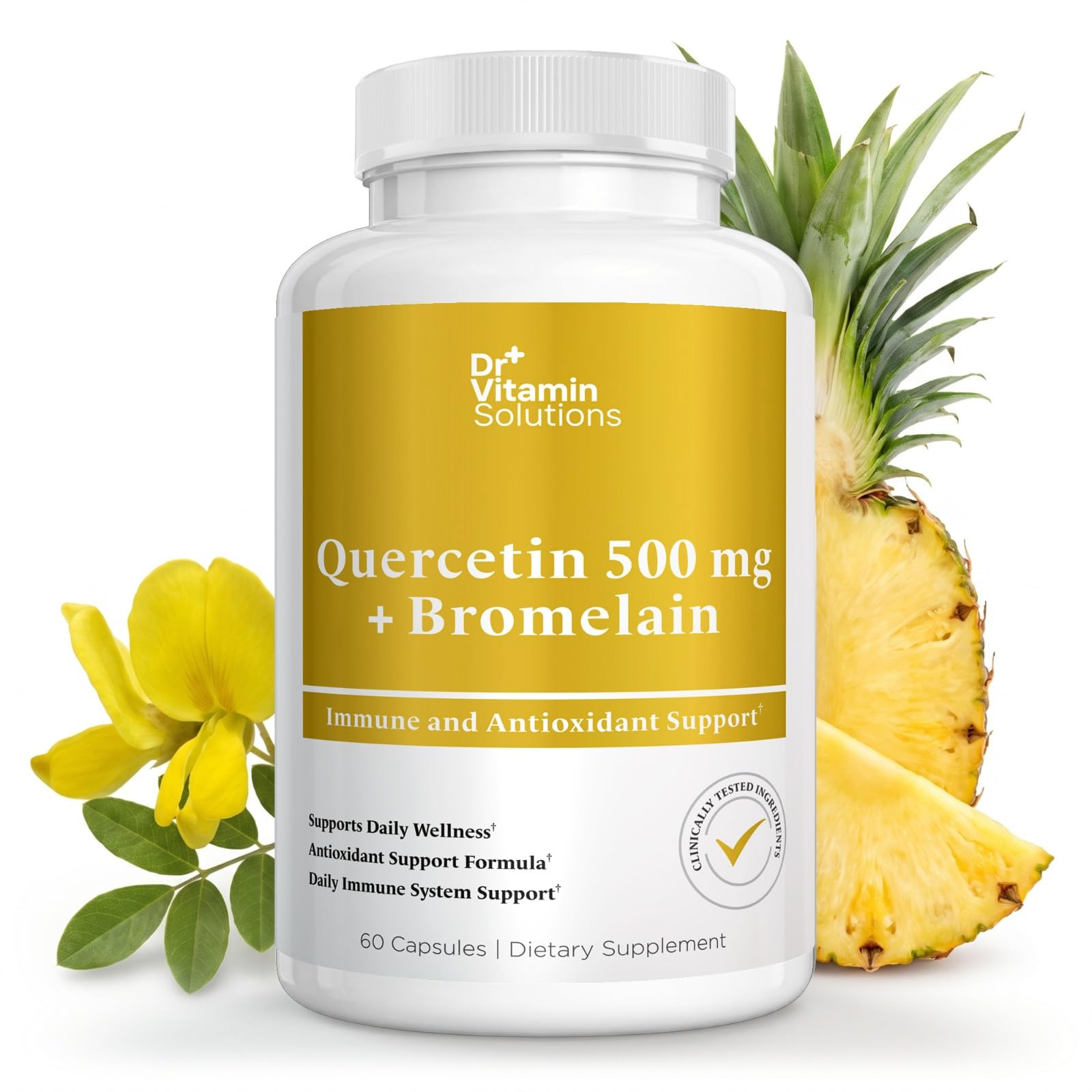 DR VITAMIN SOLUTIONS Quercetin with Bromelain 500mg Antioxidant for Immune & Seasonal Support Capsule, 60 Count