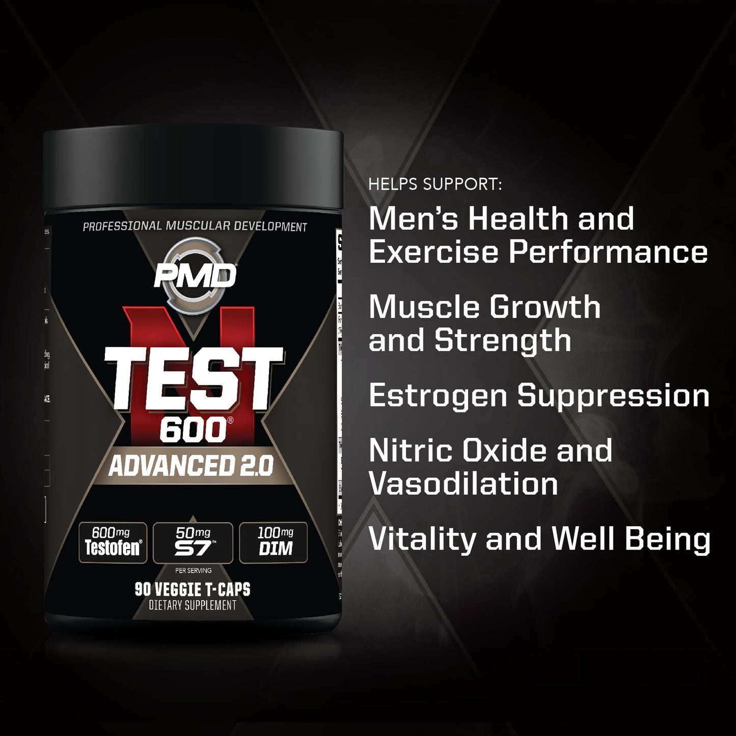 PMD Sports N-Test 600 Advanced Nitric Oxide Booster for Men Capsules 90 Count