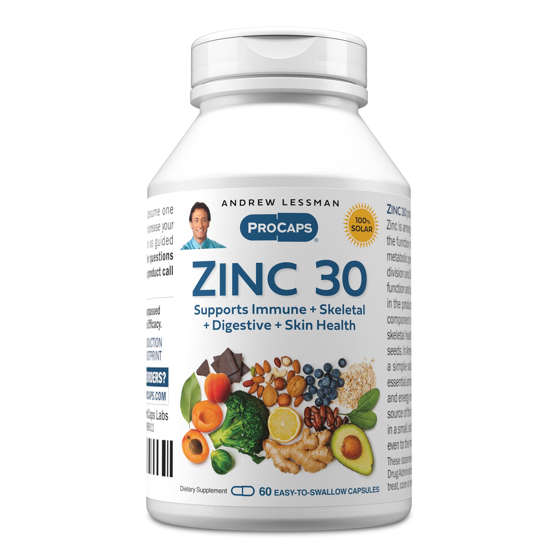 Andrew Lessman ProCaps Zinc 30mg with L-Lysine Capsules, 60 Count