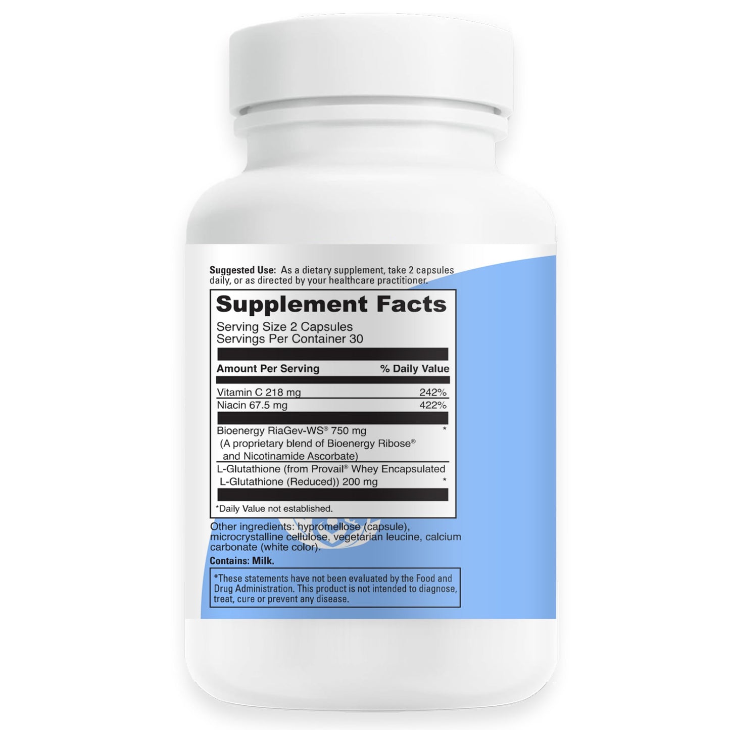EcoIntegratives Active NAD+ with Bioavailable Glutathione – Energy, Brain & Cellular Support Supplement – RiaGev NAD+ Booster + Provail Glutathione, 60 Vegetarian Capsules