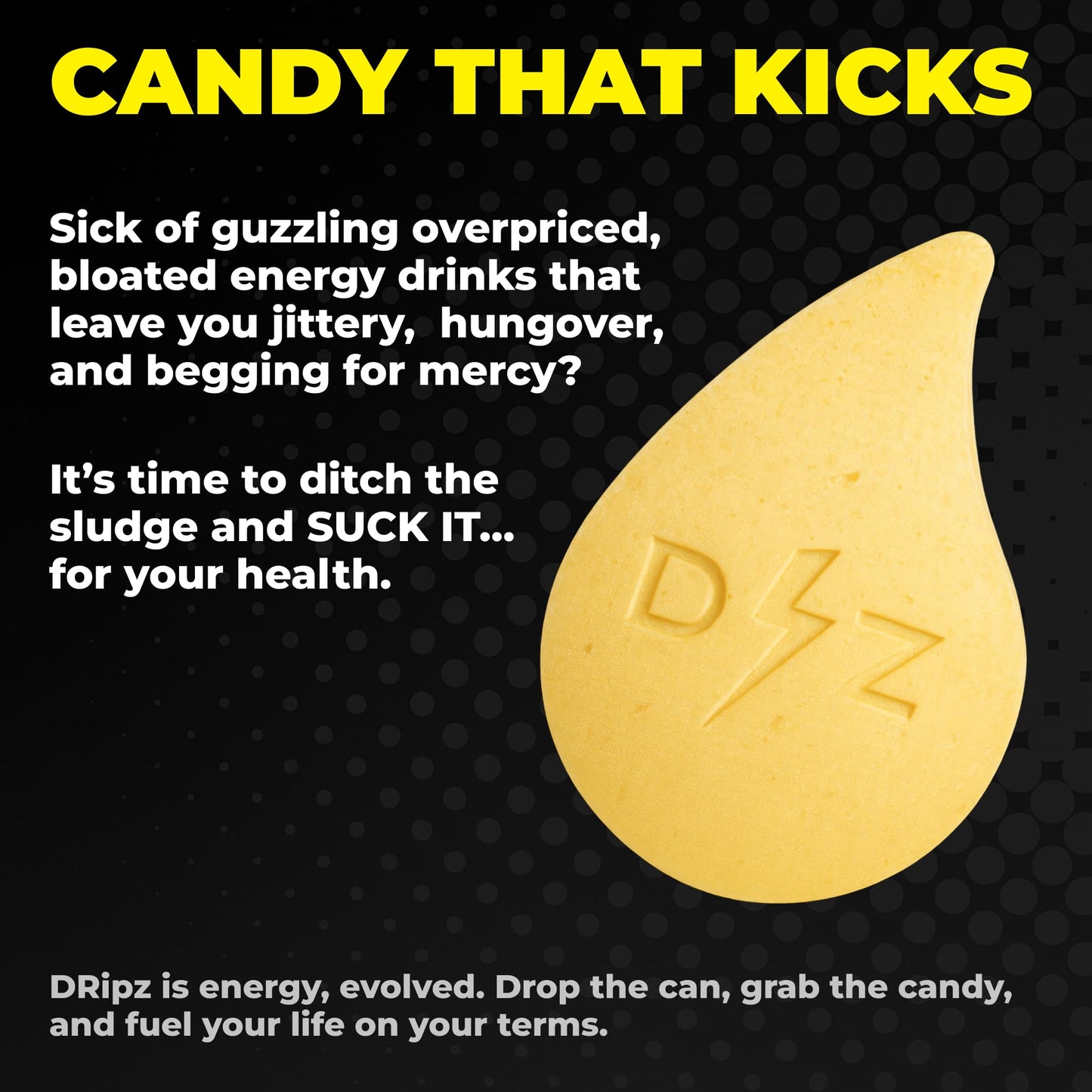 Dripz Energy Lemon Rage – Nootropic Energy & Focus, Brain Fog Support & Productivity Booster, 25 Tablets