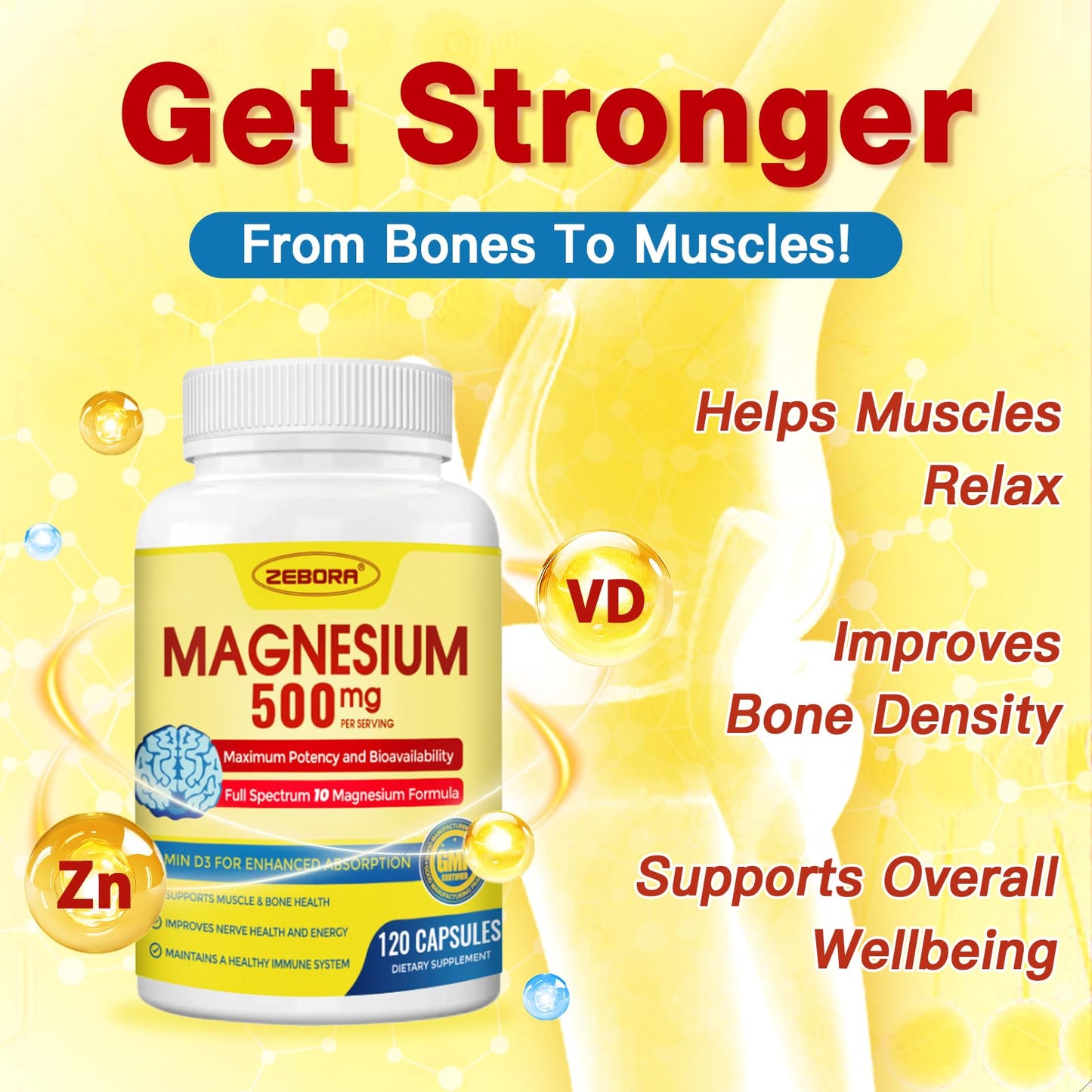 ZEBORA Magnesium Supplement Complex Capsule, 120 Count