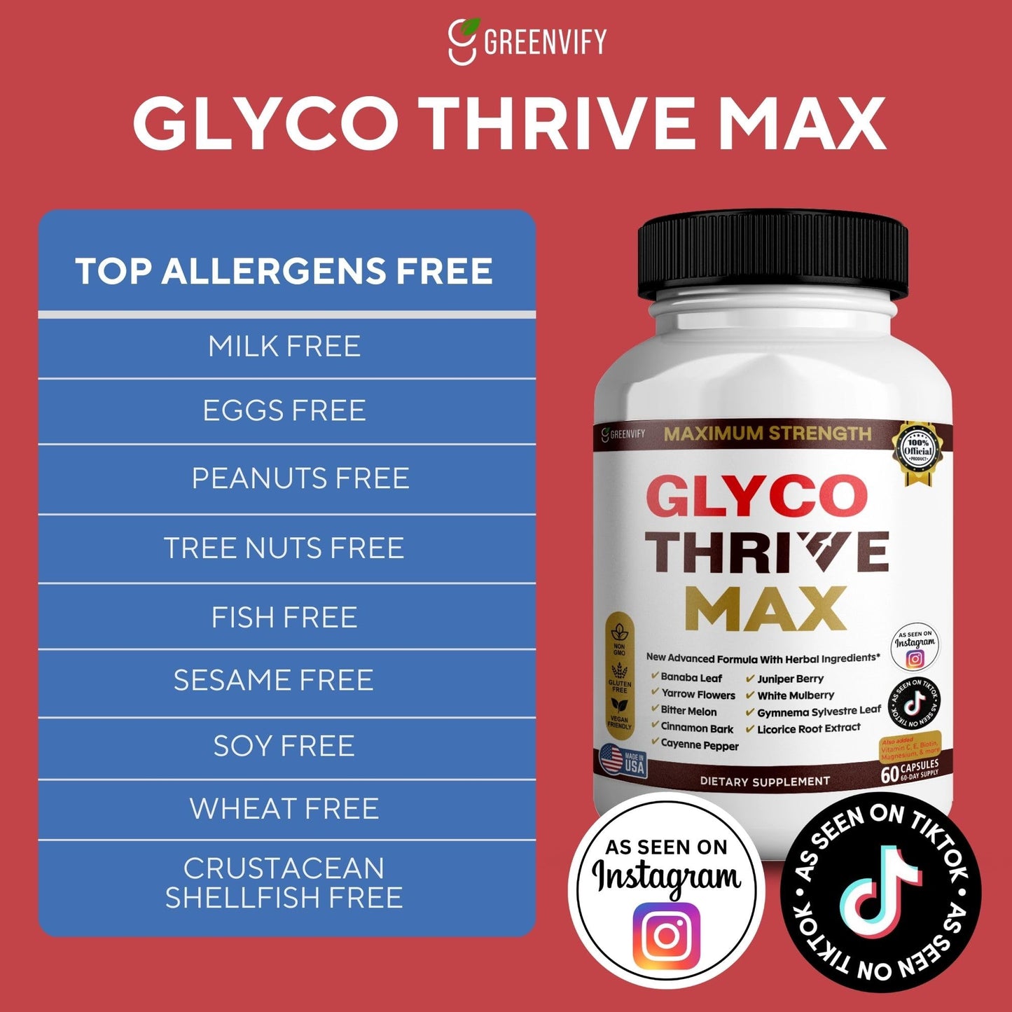 GREENVIFY Glyco Thrive Max Capsules, 60 Capsules