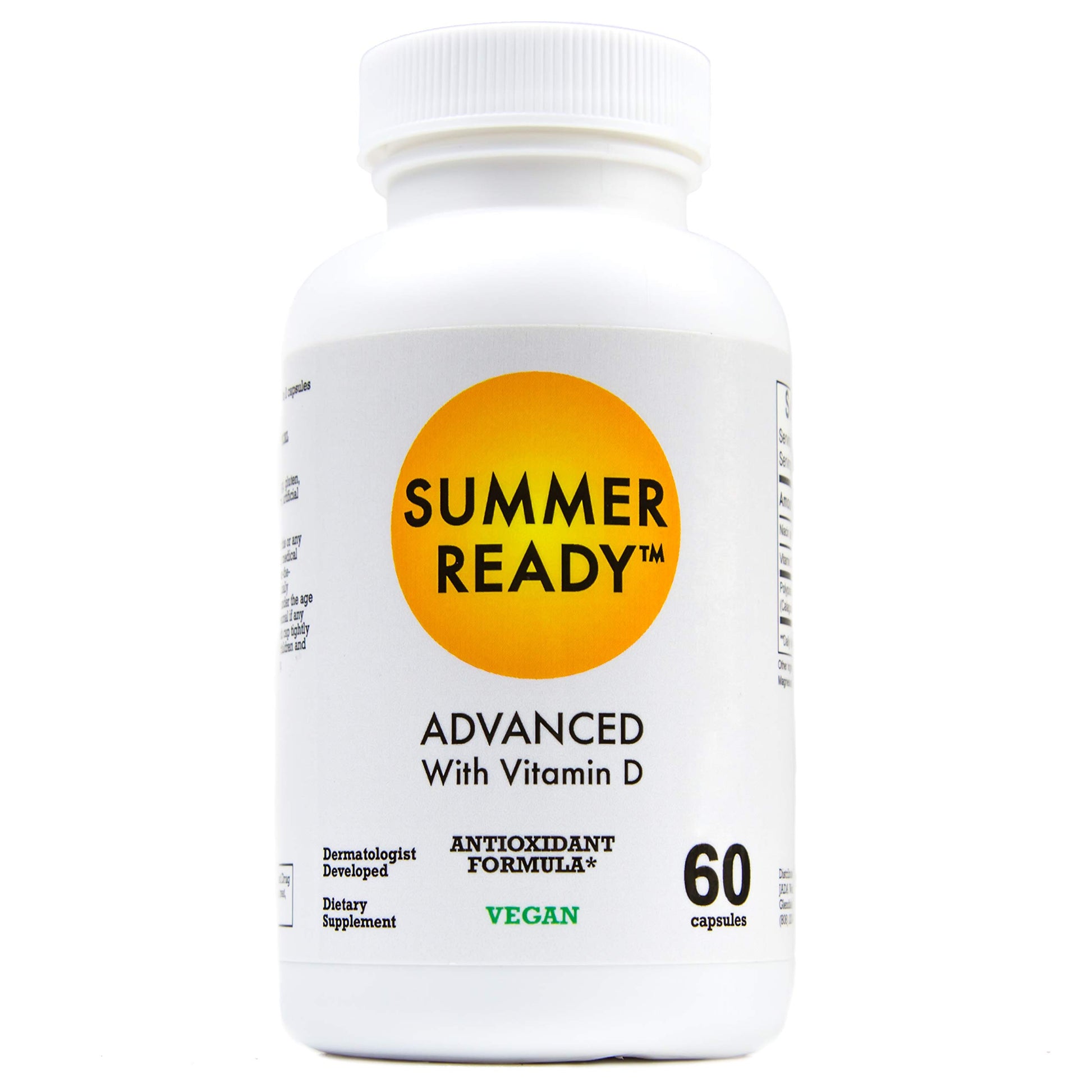 Summer Ready Advanced Skin Care Antioxidant Supplement with Vitamin D3 5000IU, Nicotinamide/Niacinamide/Niacin 500mg (Vitamin B3) and Polypodium Leucotomos (Fern Extract) 480mg Capsules, 60 Count