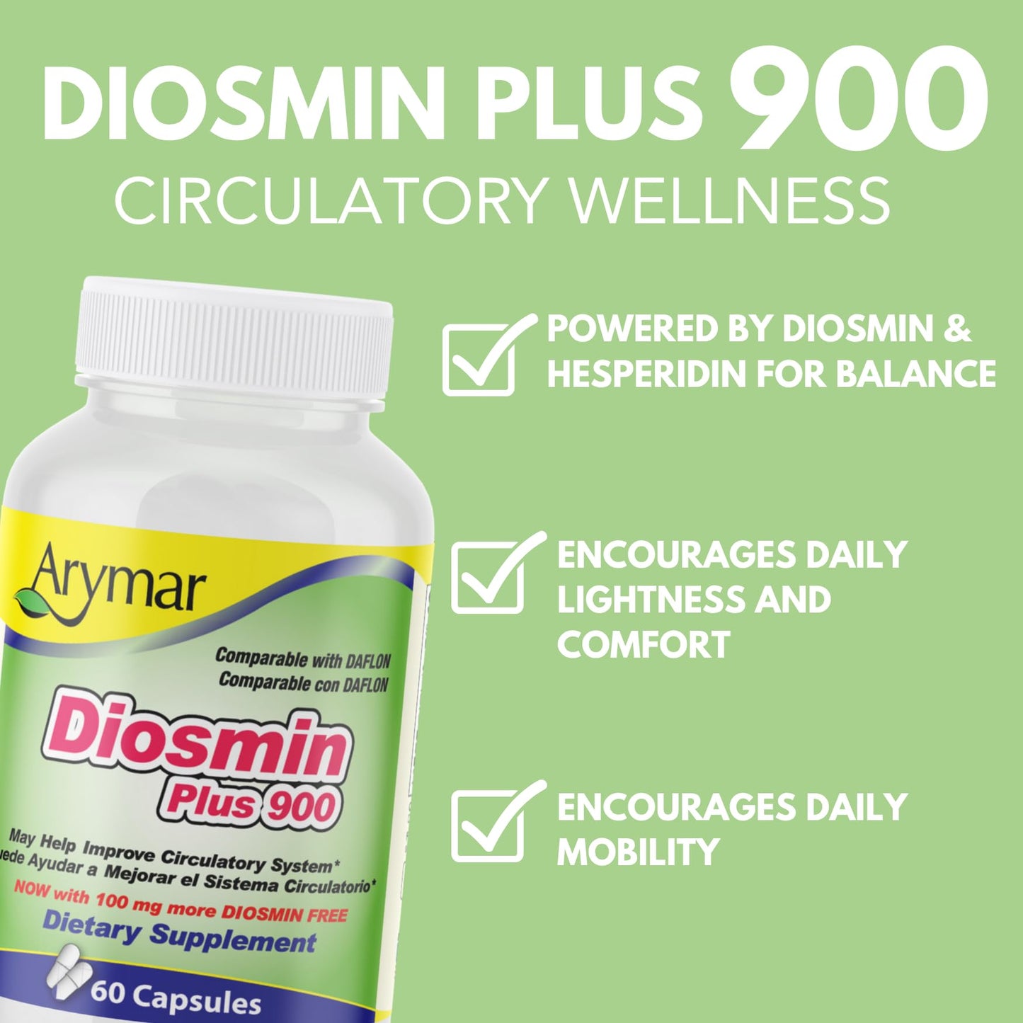 Arymar Diosmin Plus 900mg – Circulation & Vein Support Capsules 240
