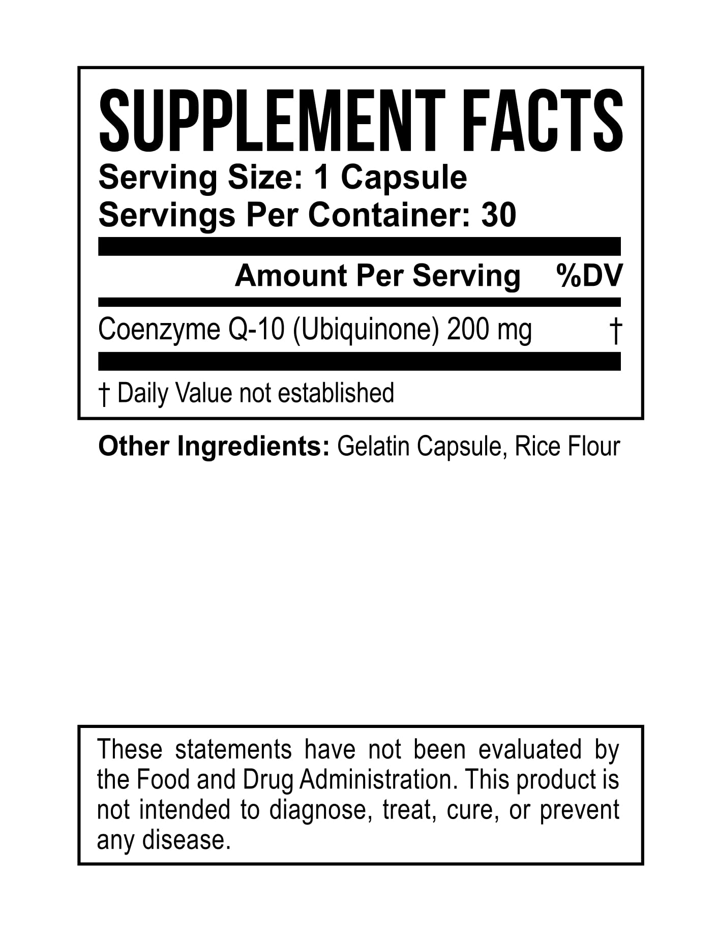 Preventing Decline CoQ10 (Ubiquinone) 200mg Capsule, 30 Count