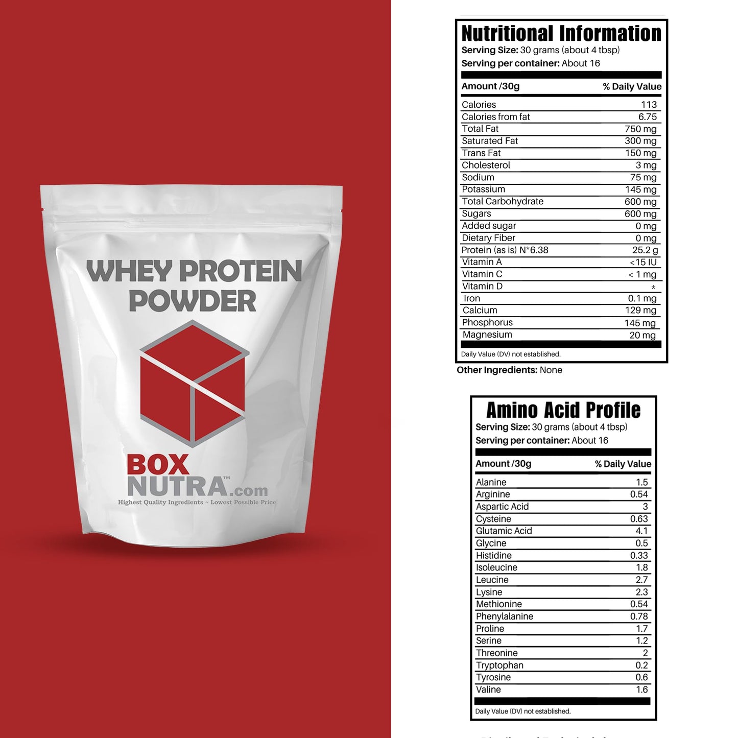 BOX NUTRA Whey Protein Isolate Powder, 1.1 Pound