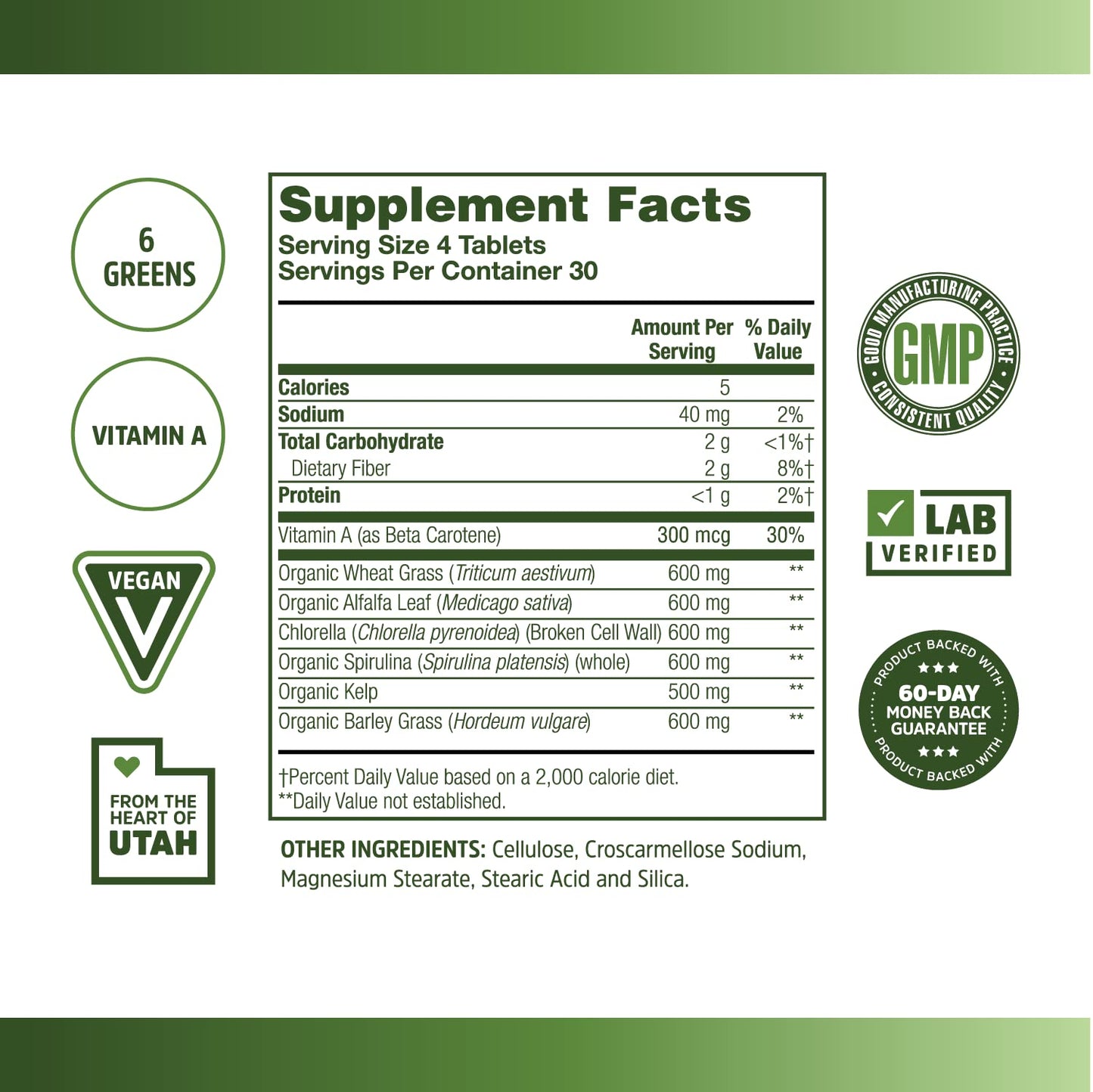 ZHOU Total Greens Super Greens Tablets, 120 Tablets