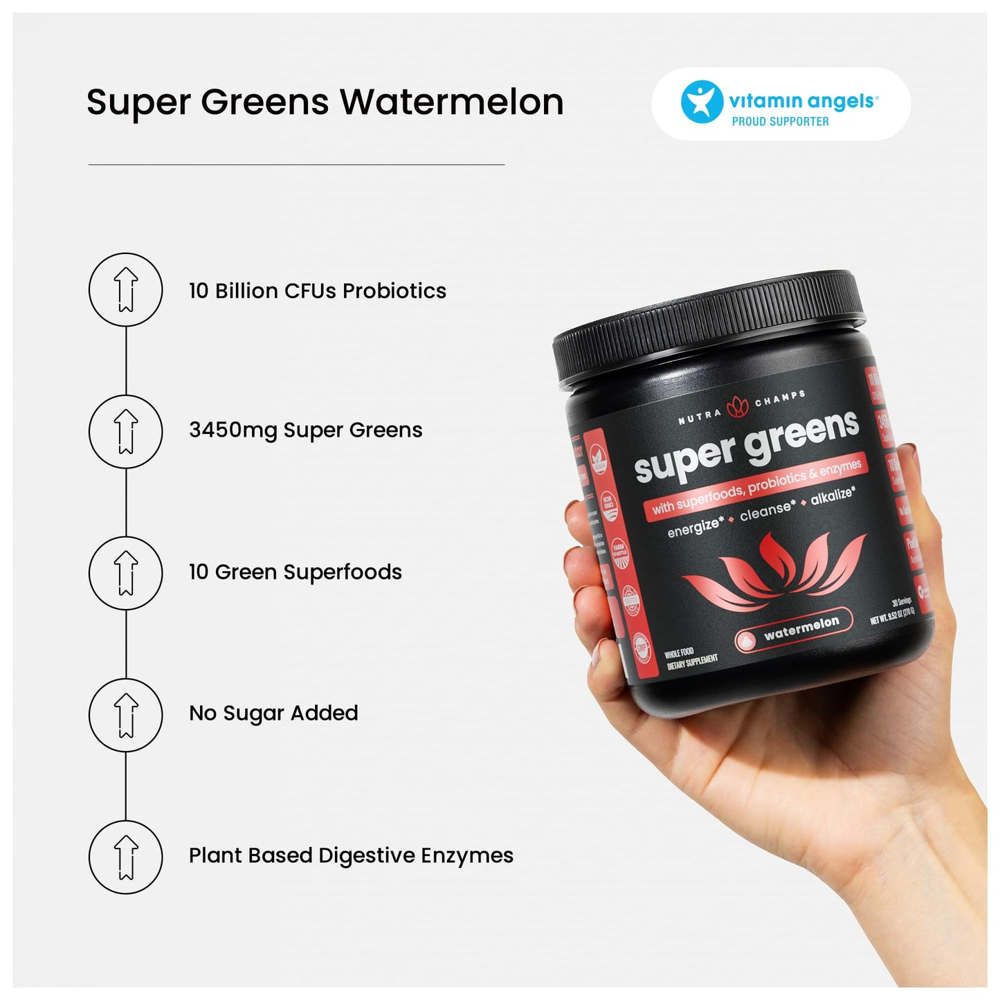 NutraChamps Super Greens Premium Superfood Powder 9 Ounces