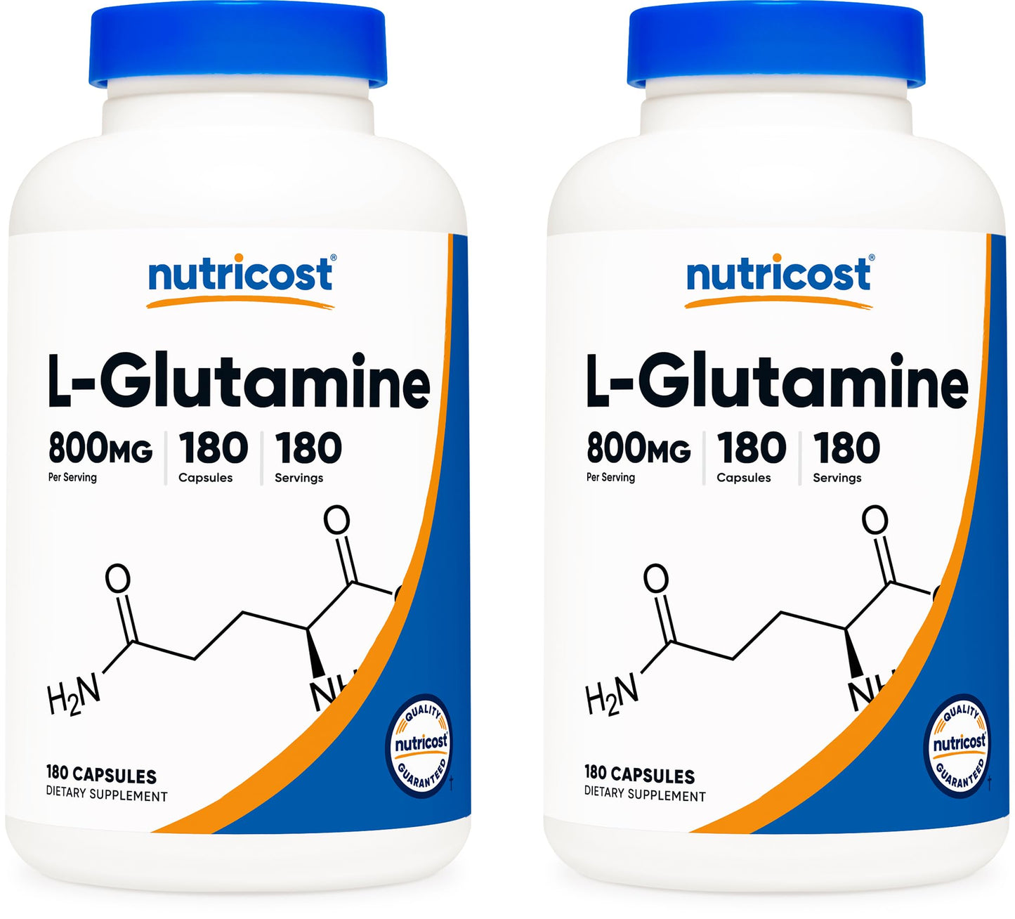 Nutricost L-Glutamine 800mg Capsules, 2 Bottles