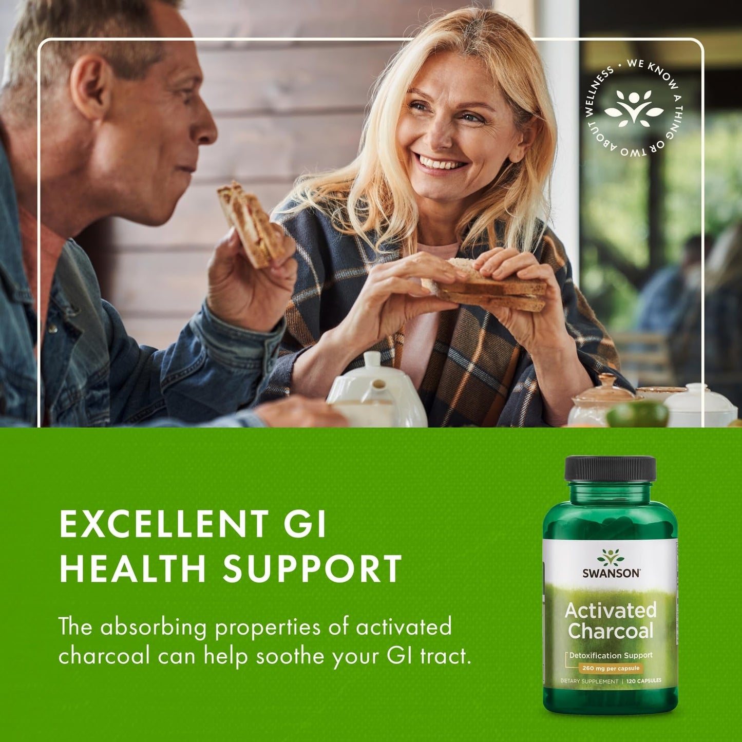 Swanson Activated Charcoal Digestive Support 480 Capsules