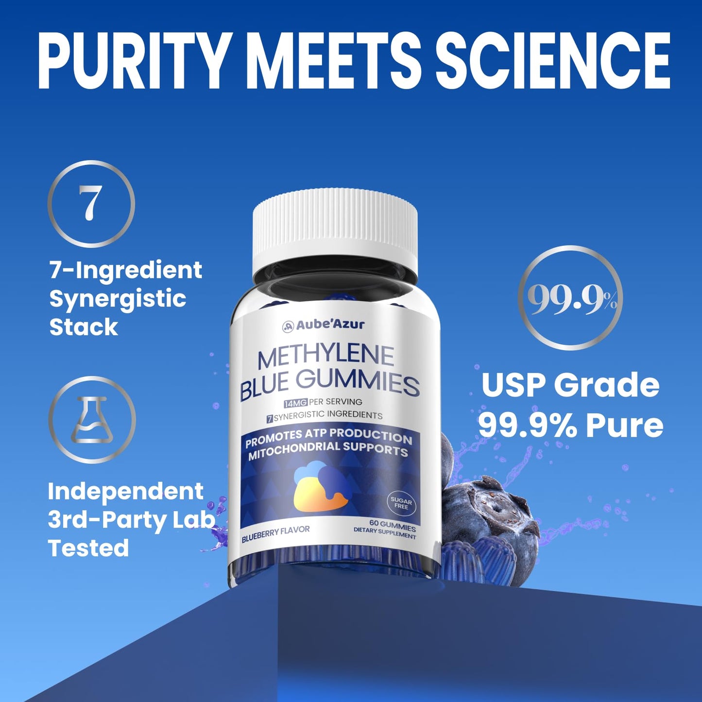 Aube'Azur Methylene Blue Gummies 60 Count