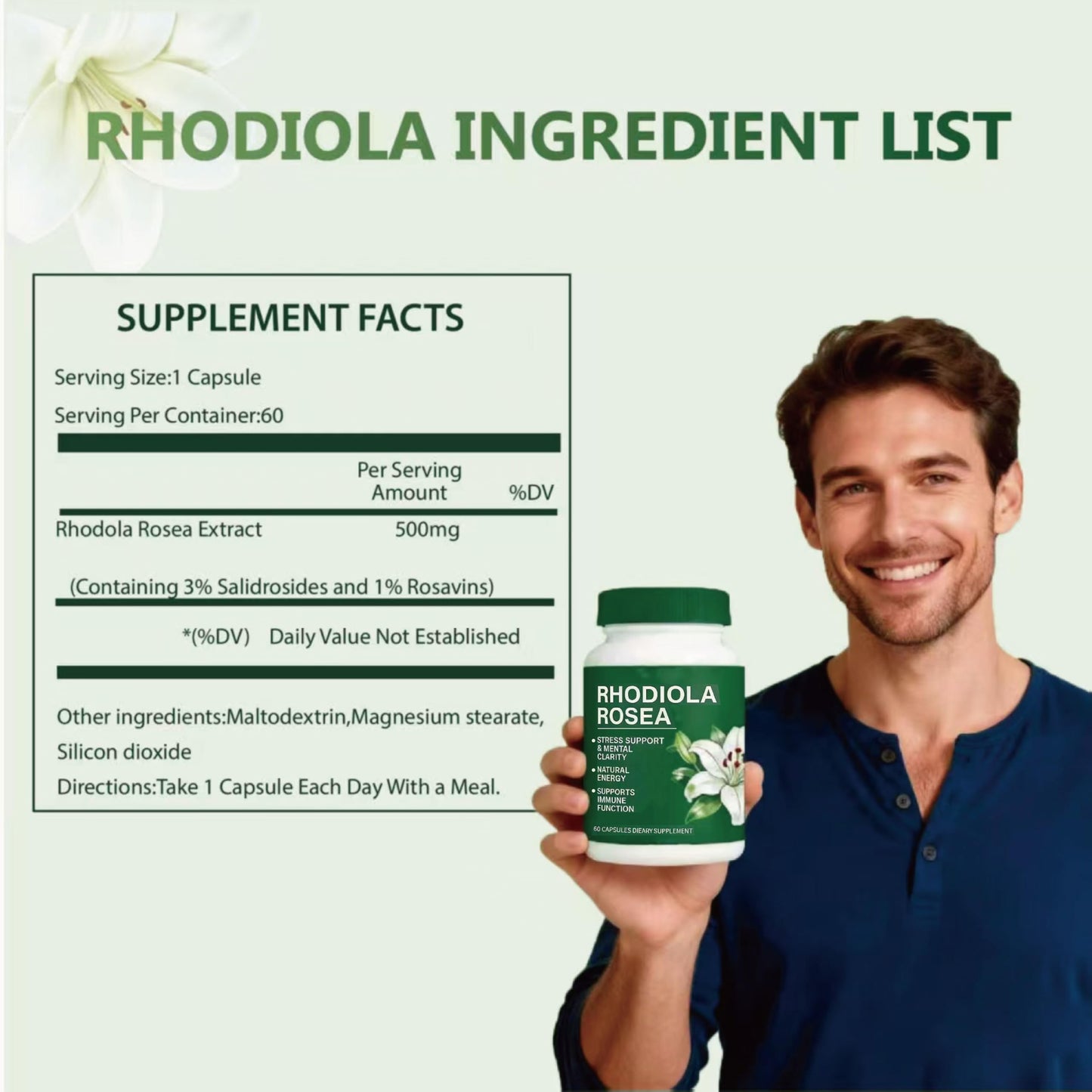 InstaLift Rhodiola Rosea 500mg Capsule, 60 Capsules
