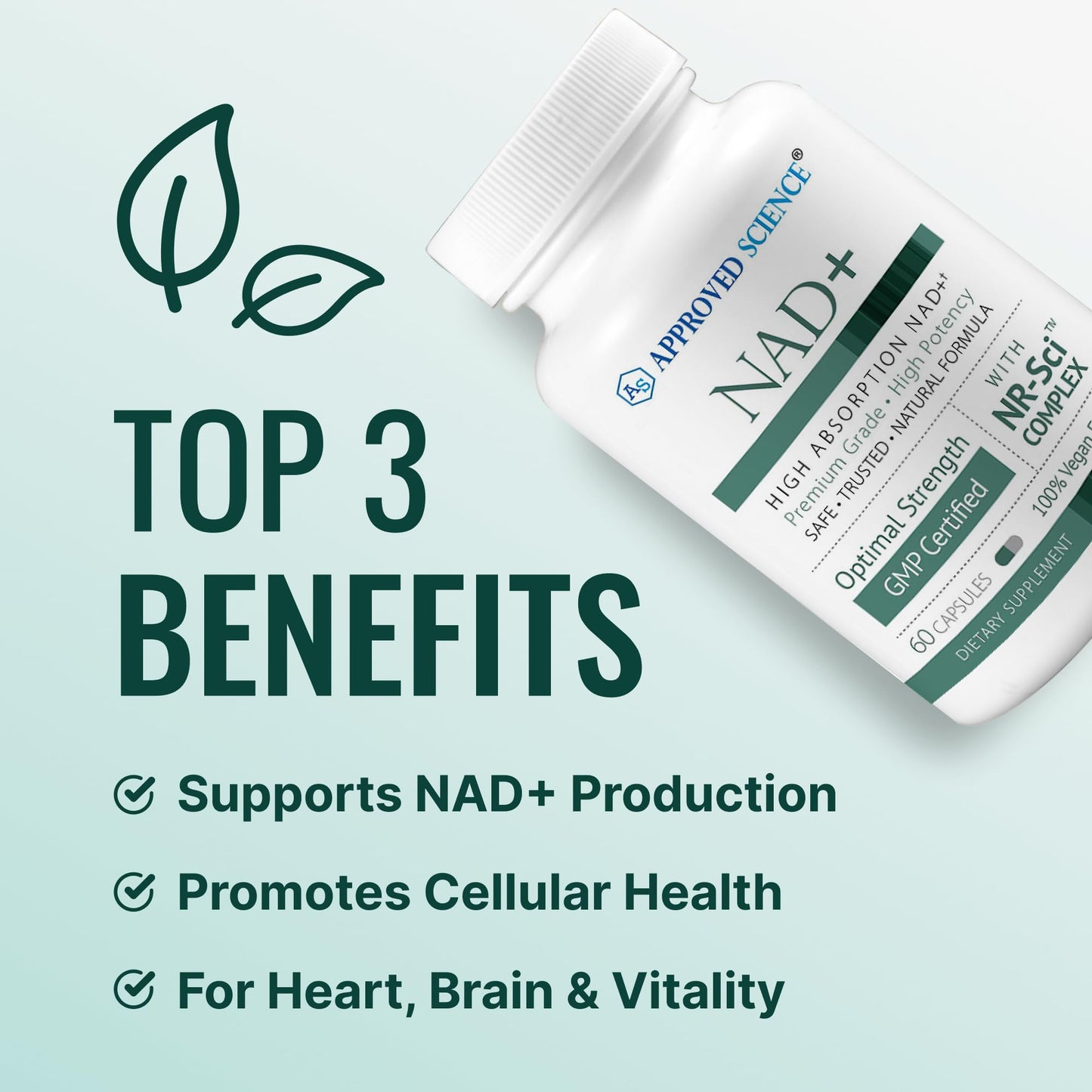 Approved Science NAD+ 300mg NR, Quercetin, Vitamin B2, BioPerine 360 Capsules