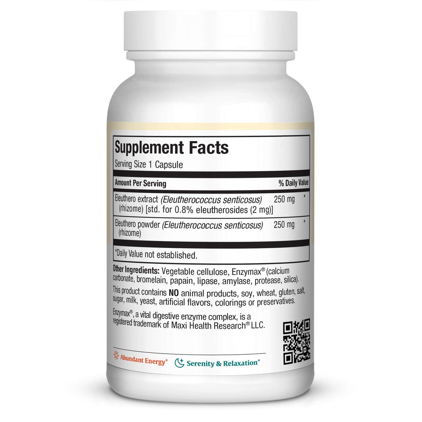 Maxi Health Eleuthero 0.8% Eleutherosides Stress and Energy Formula Capsules 60