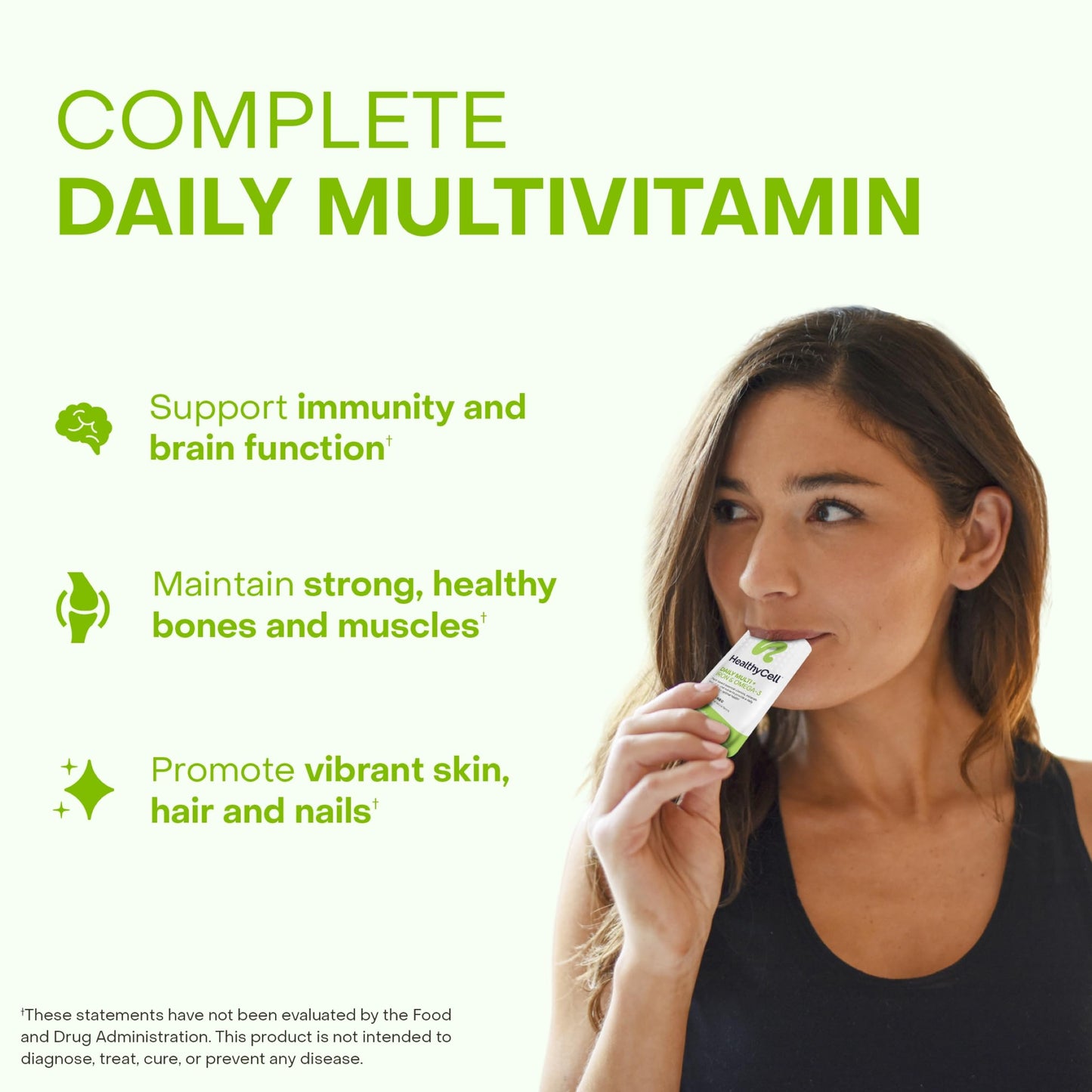 Healthycell Vegan Daily Multivitamin with Iron & Omega-3 Liquid Supplement Softgel 30