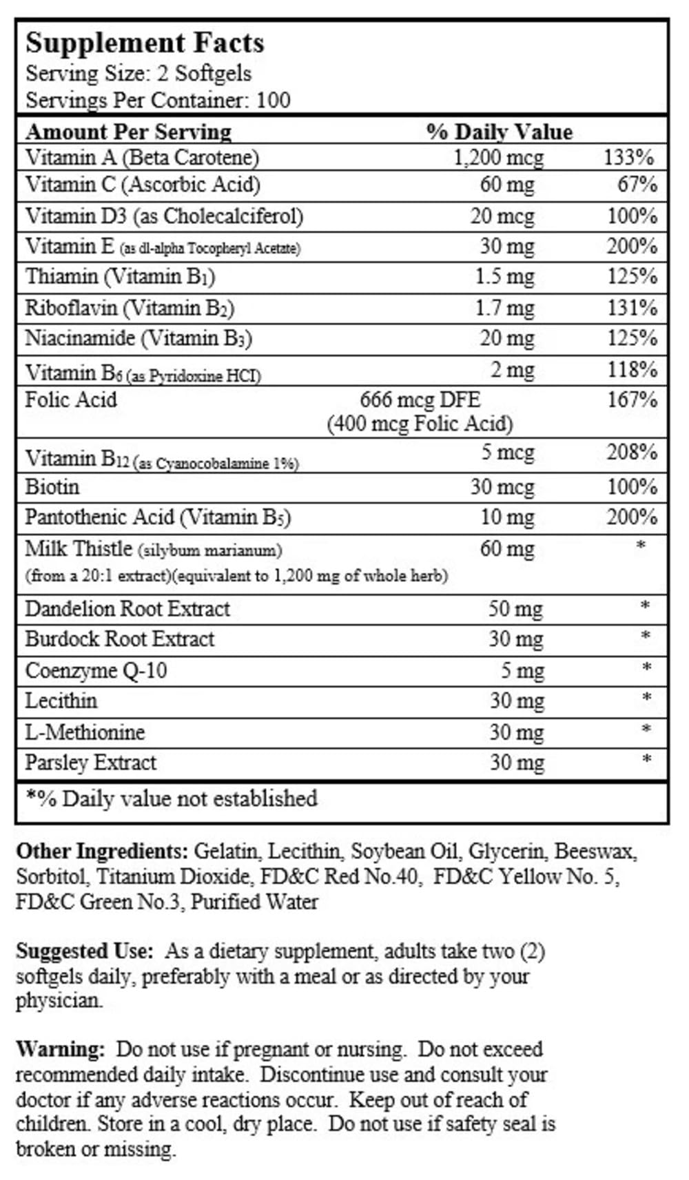 Nu-Health Liver Forte Milk Thistle Extract with Antioxidants & Herbal Blend Softgel 200 Count