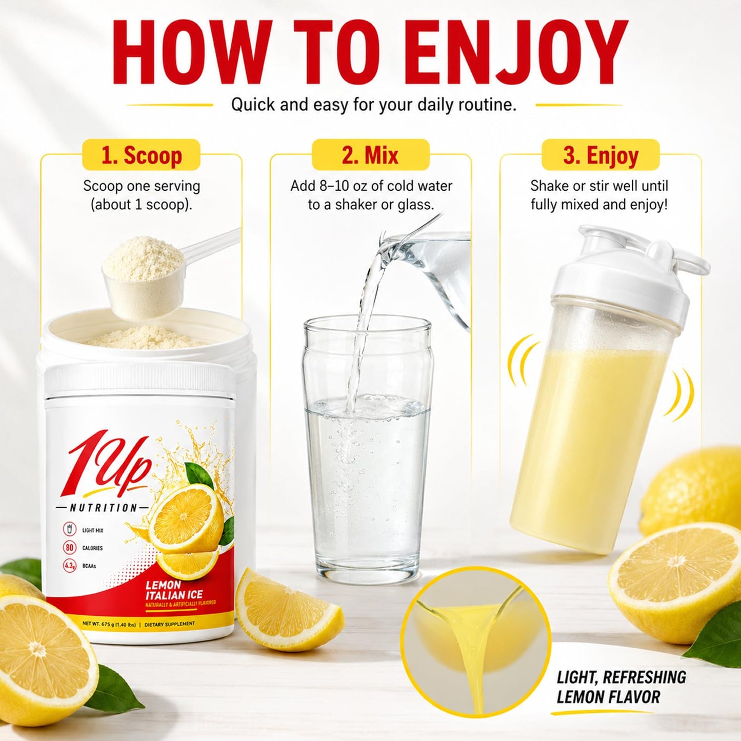 1Up Nutrition Protein Powder, Lemon Flavor, 1 Ounce