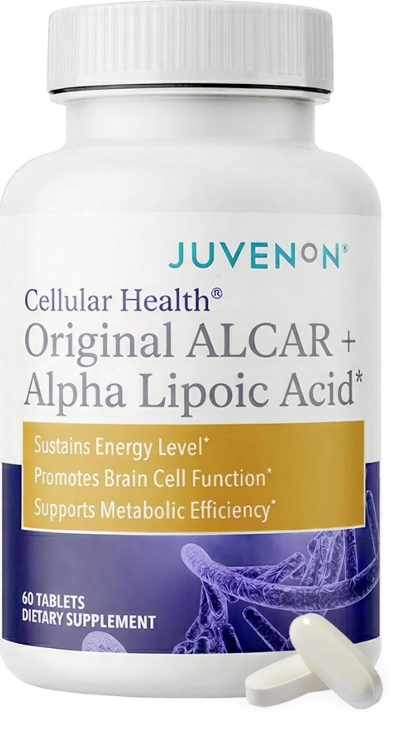 Juvenon Cellular Health Heart & Brain Supplement with Acetyl L-Carnitine and Biotin, 60 Tablets