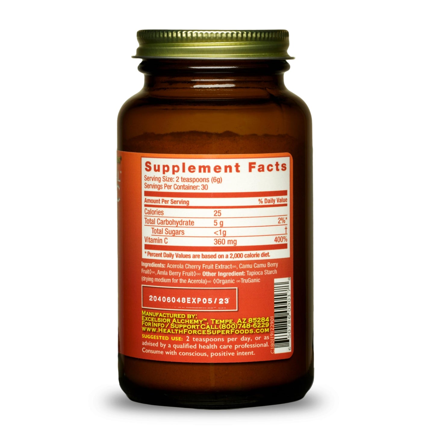 HEALTHFORCE SUPERFOODS Truly Natural Vitamin C Powder 6.34 oz (180 g)