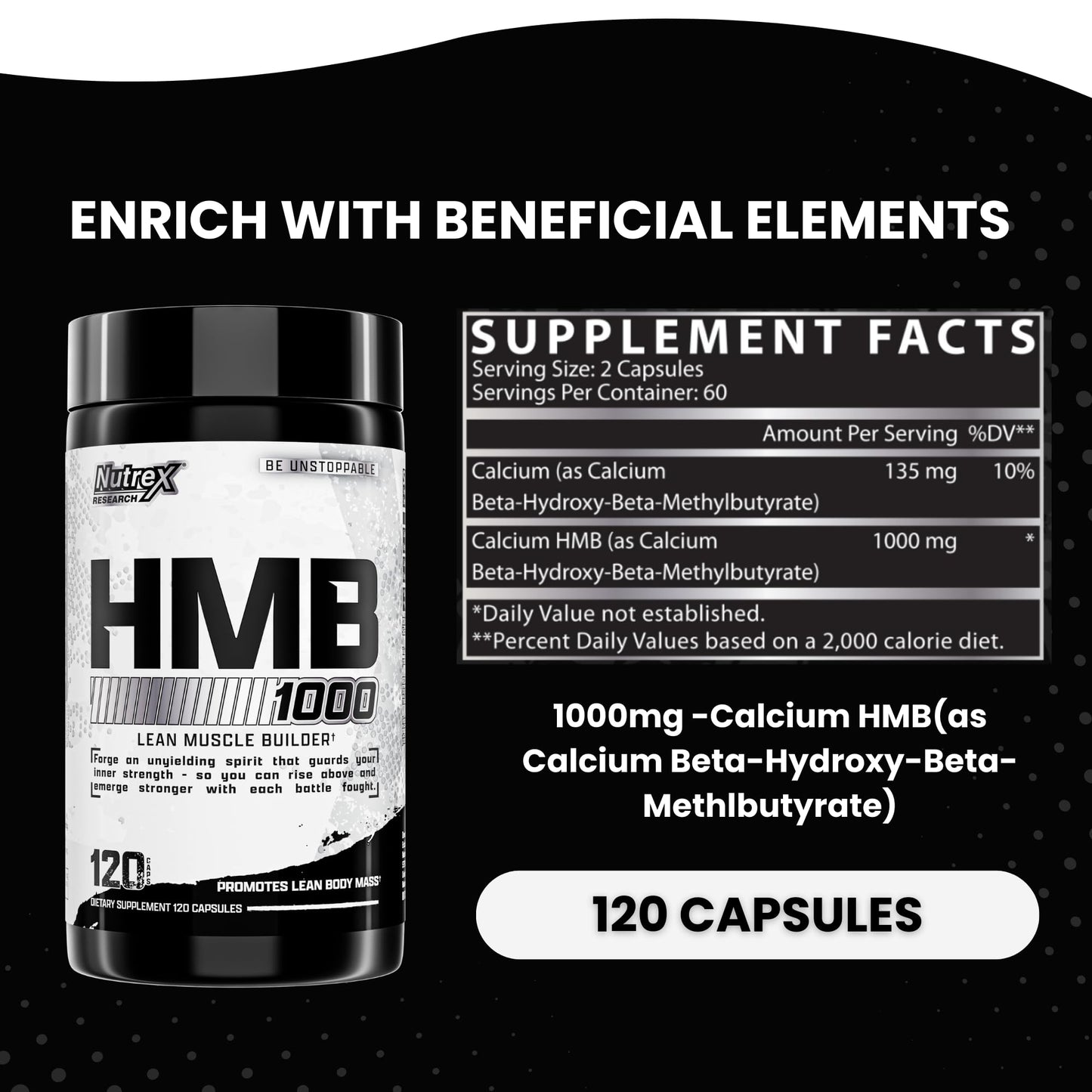 Nutrex Research HMB 1000 mg Capsules 120 Count