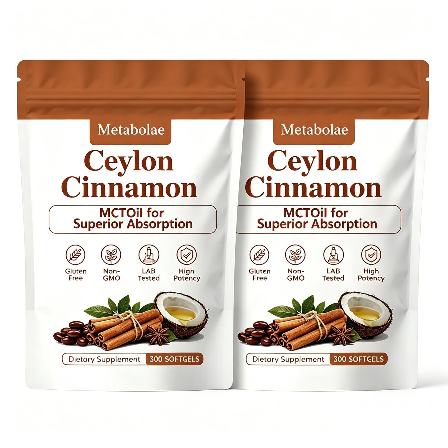 Metabolae Ceylon Cinnamon with MCT Oil Softgels 300 Count