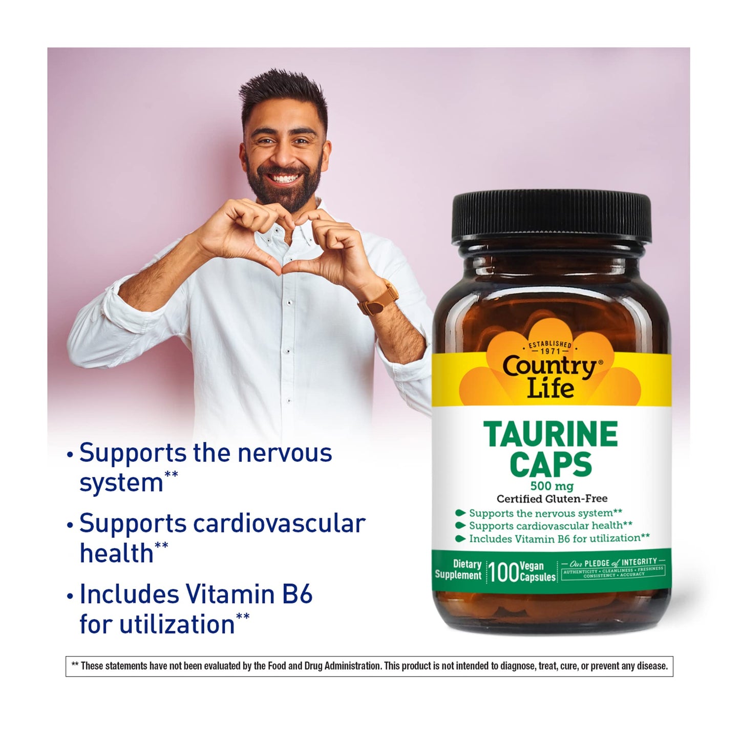 Country Life Taurine Supplement 500mg Capsule 100 Capsules