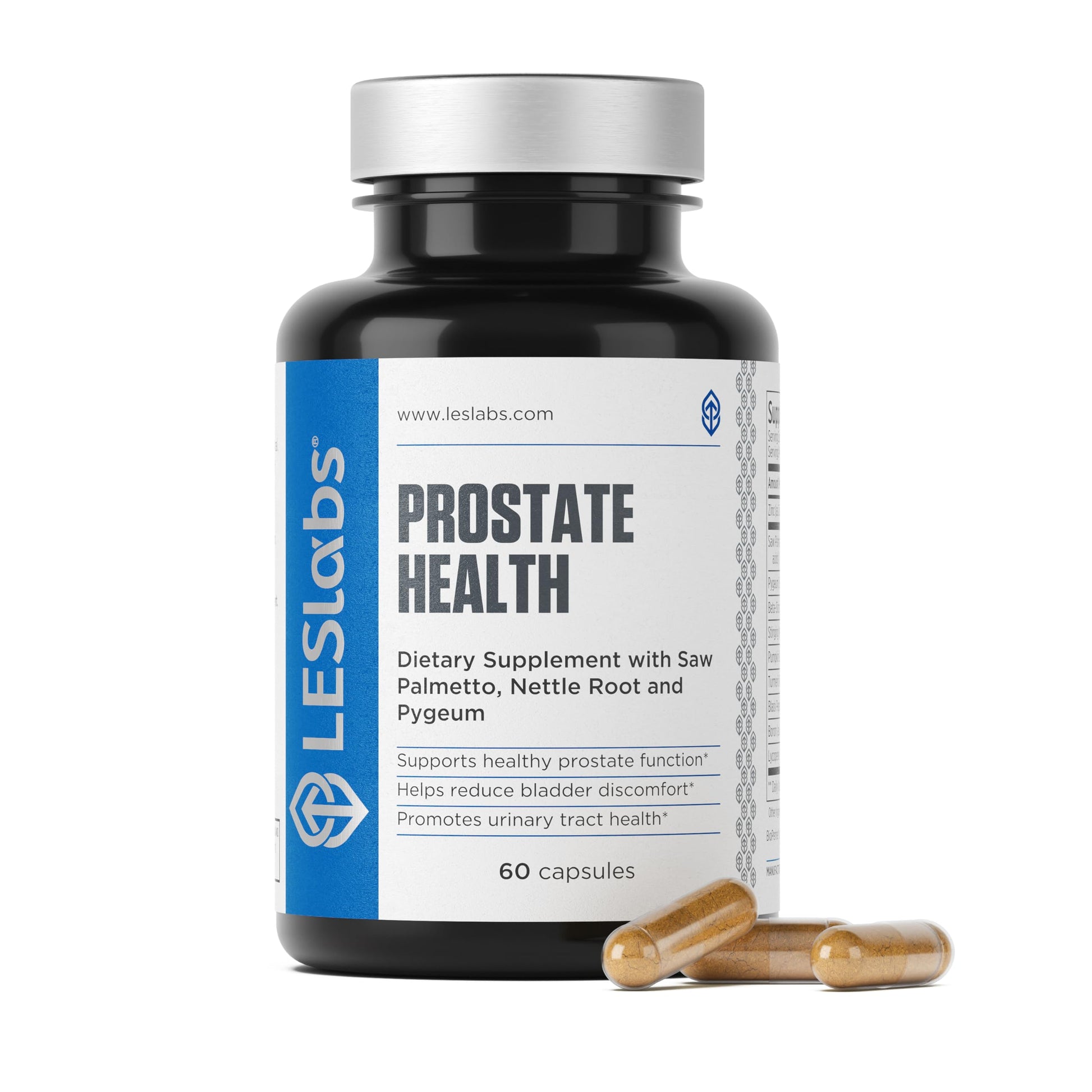 LES Labs Prostate Health Prostate Support, Urinary Tract Health, Fewer Bathroom Visits & Improved Sleep, Saw Palmetto, Pygeum, Beta Sitosterol & Nettle Root, Non-GMO, 60 Capsules