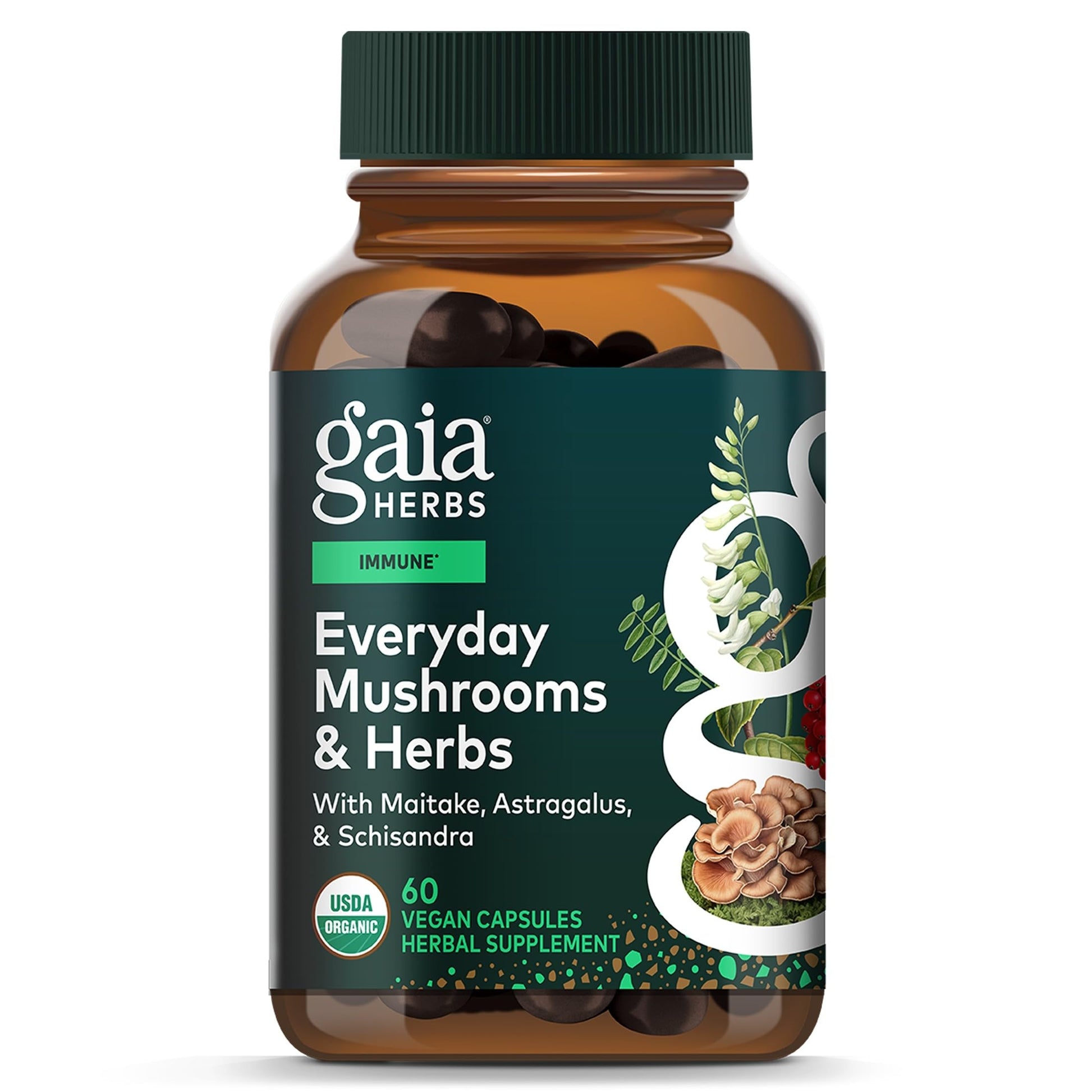 Gaia Herbs Everyday Immune Mushroom & Herbal Support Supplement Capsules 60