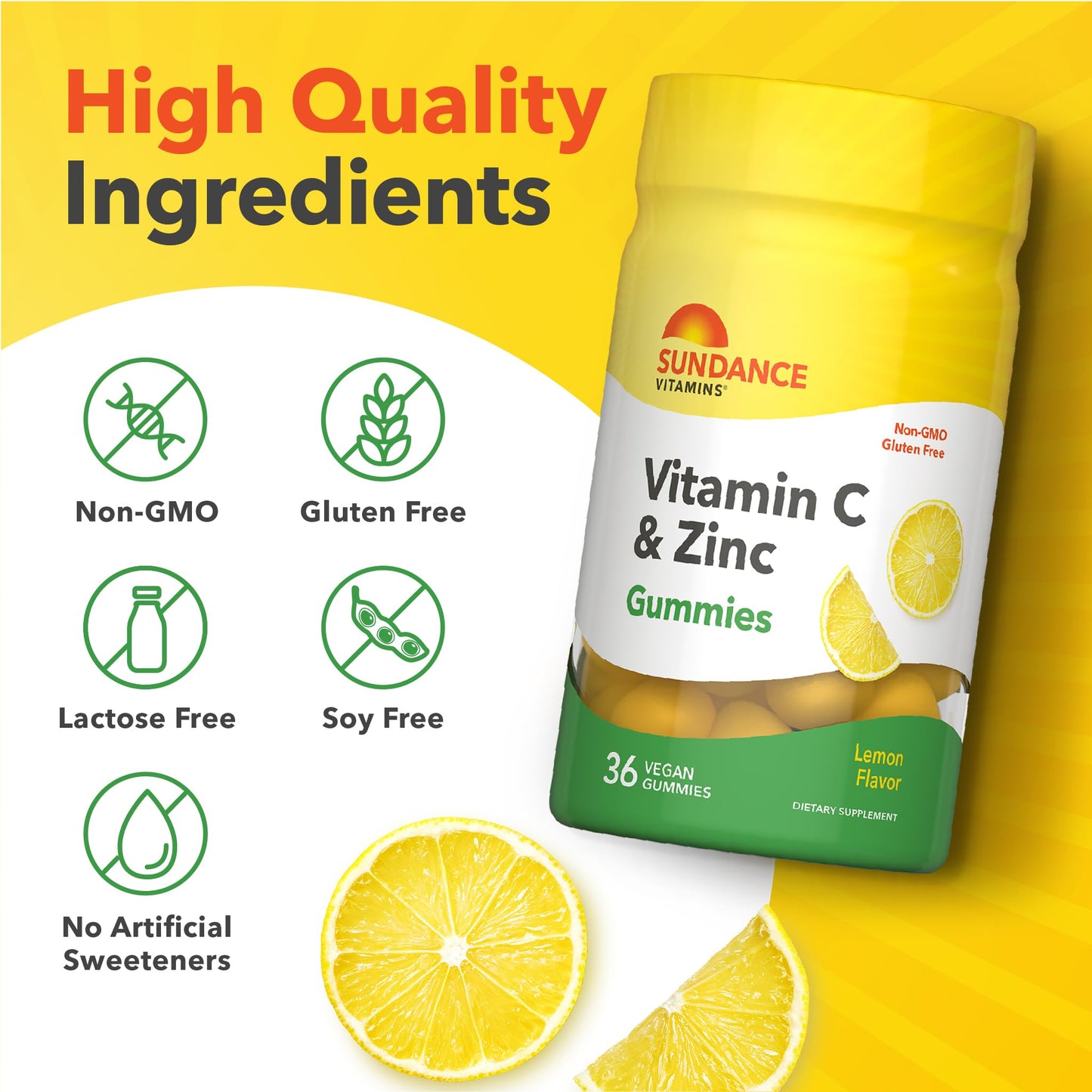 Sundance Vitamin C Gummies with Zinc for Adults, 36 Count