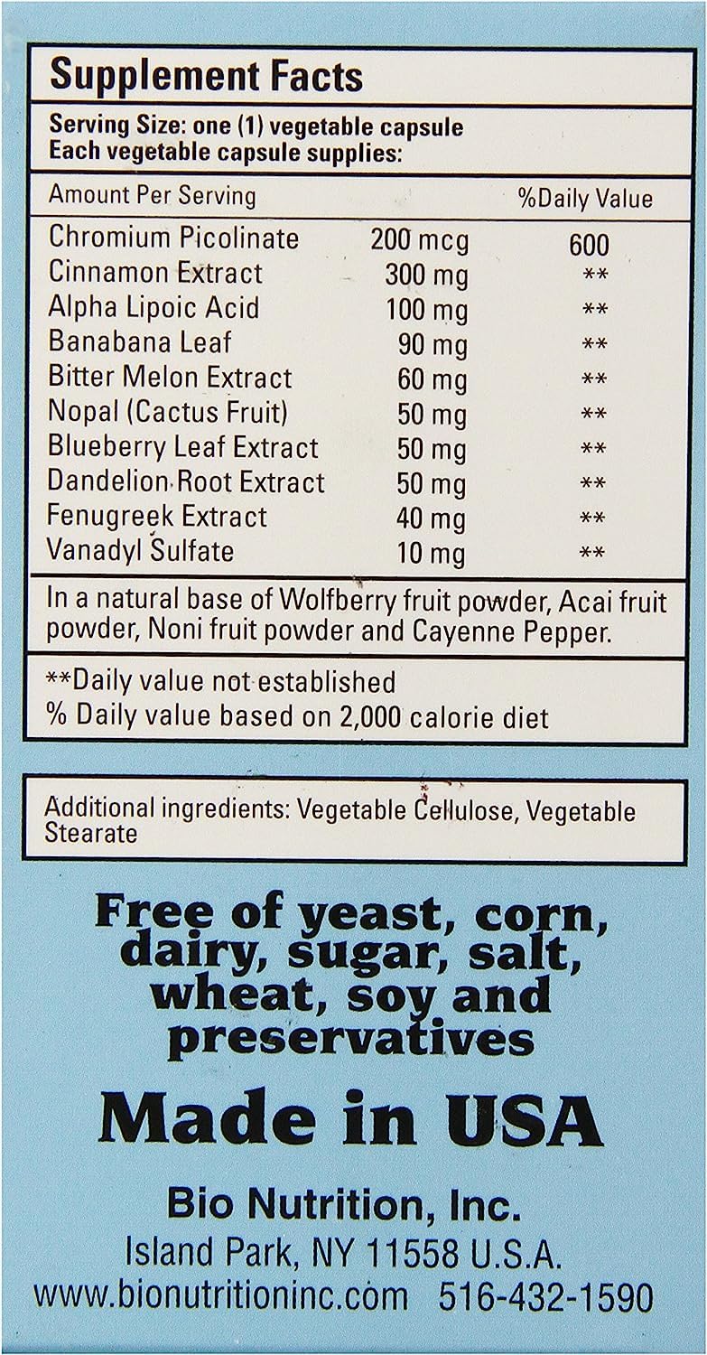 Bio Nutrition Blood Sugar Wellness Capsule 30