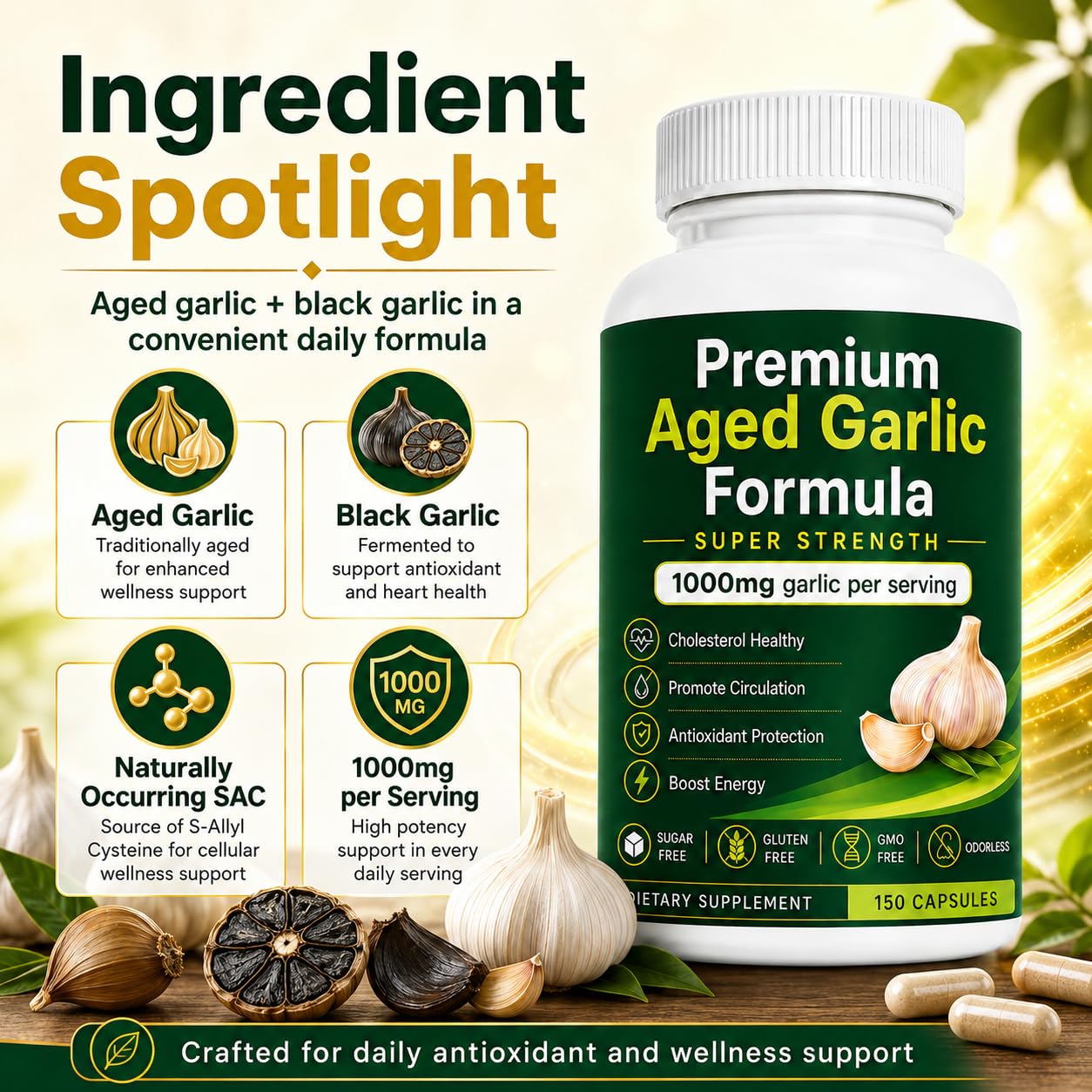 KYZTMHC Premium Aged Black Garlic Softgels, 150 Count