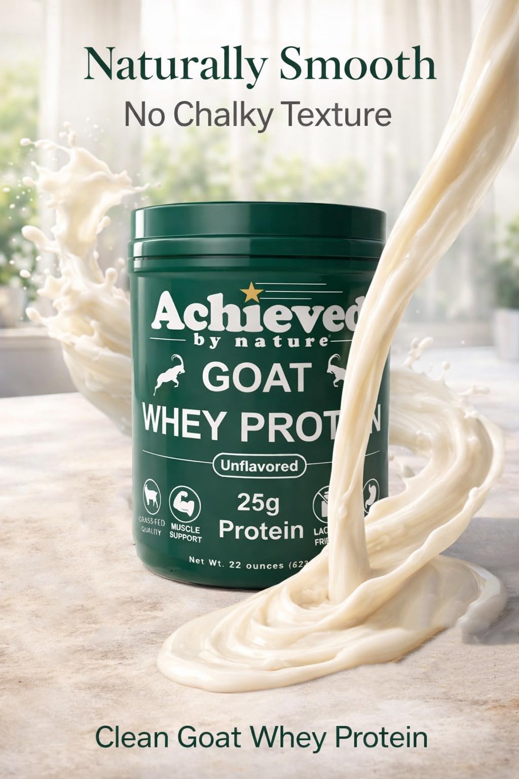 Nature's Diet Goat Whey Protein Powder Unflavored Instantized, 22 Servings