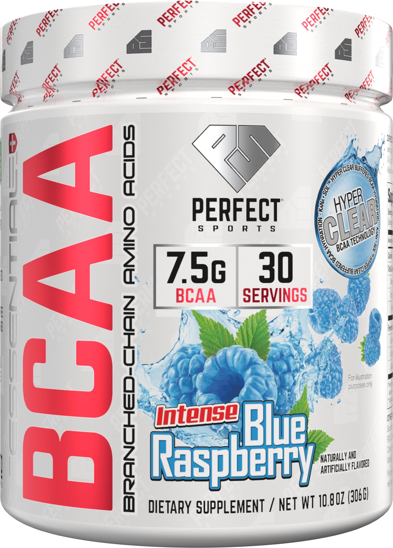 PERFECT SPORTS Essential BCAA Hyper Clear KaNa-Sol™ Technology 7.5g Vegan BCAAs, Powder, 10.8 oz