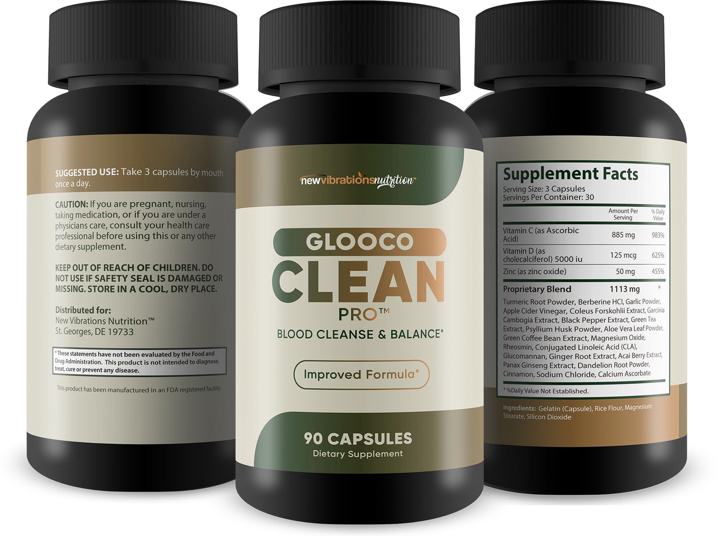 New Vibrations Nutrition Glooco Clean Pro Capsule, 90 Count