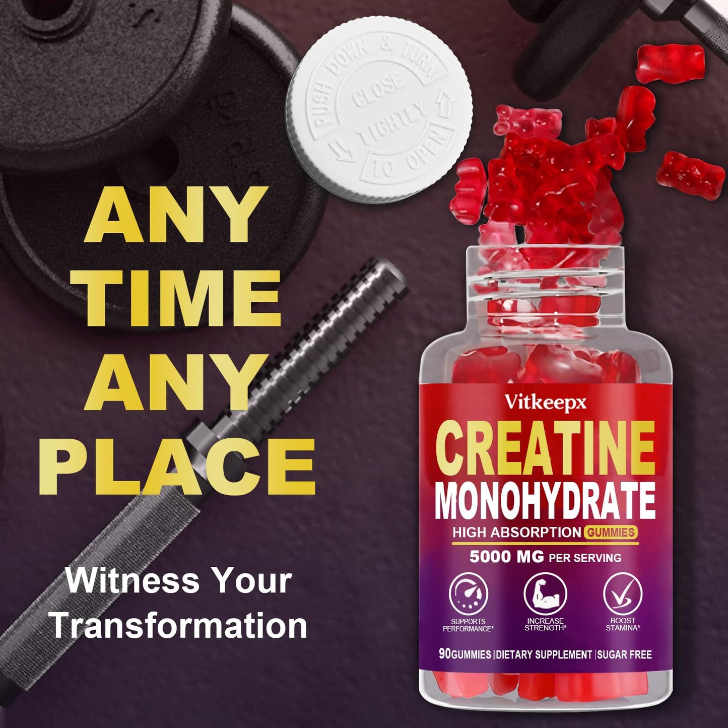 Vitkeepx Creatine Monohydrate Gummies 90 Count
