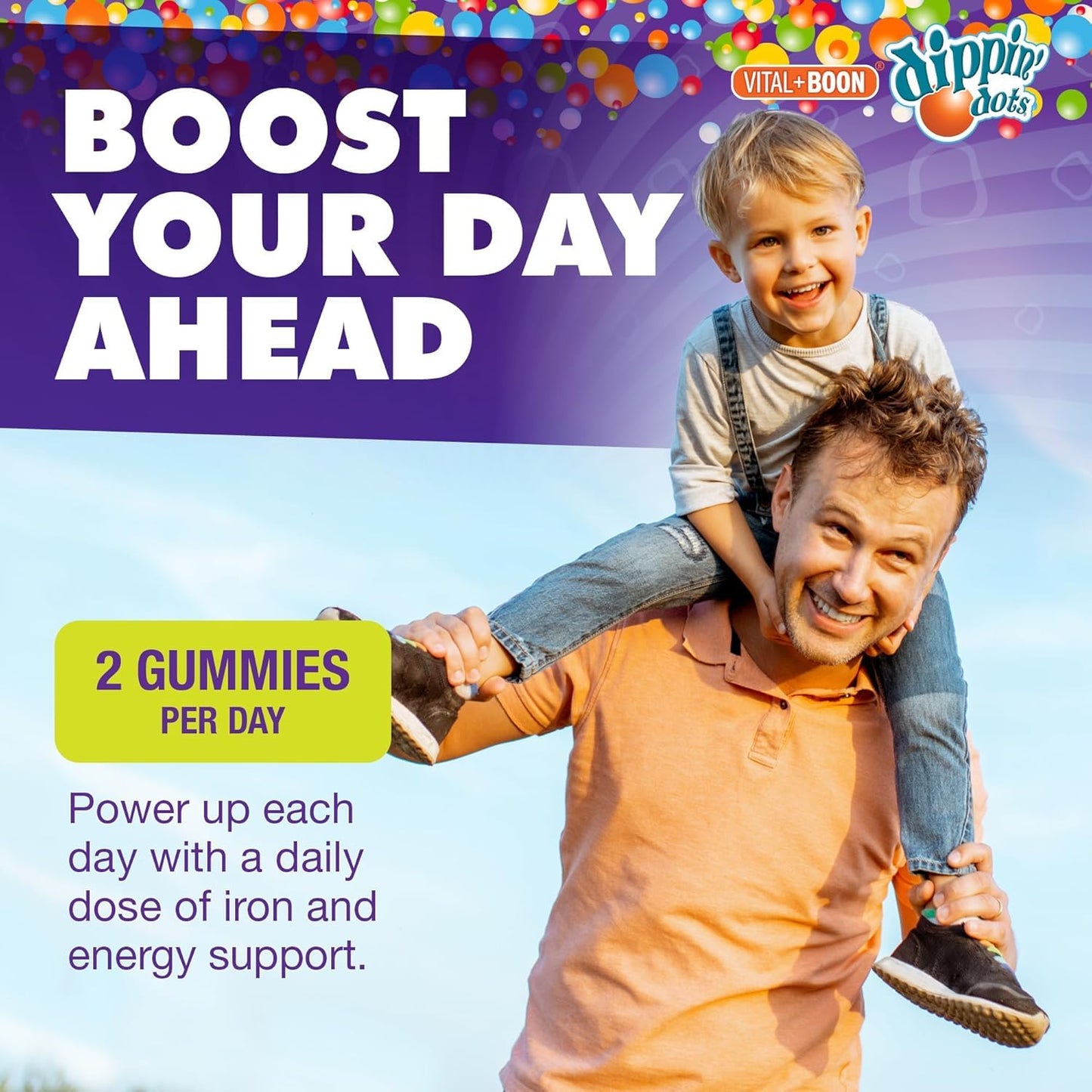 Vital+Boon Dippin' Dots Iron Gummies for Women, Vitamin C & B12, Gummy, 60 Count