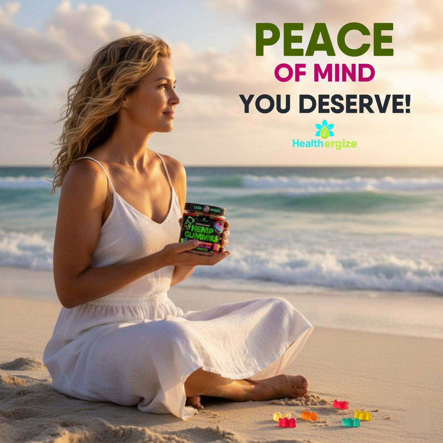 Healthergize Hemp Gummies for Deep Sleep-Calm and Peace Chewable, 93 Count