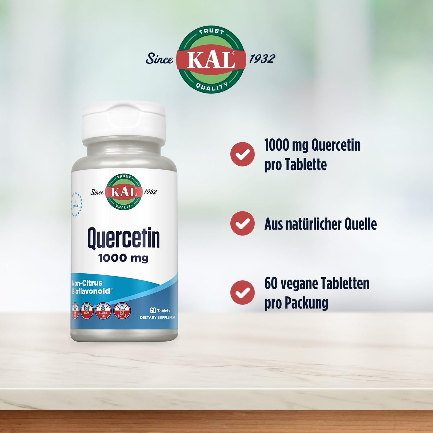 KAL Quercetin 1000mg Immune Support Supplement Tablet 60 Tablets