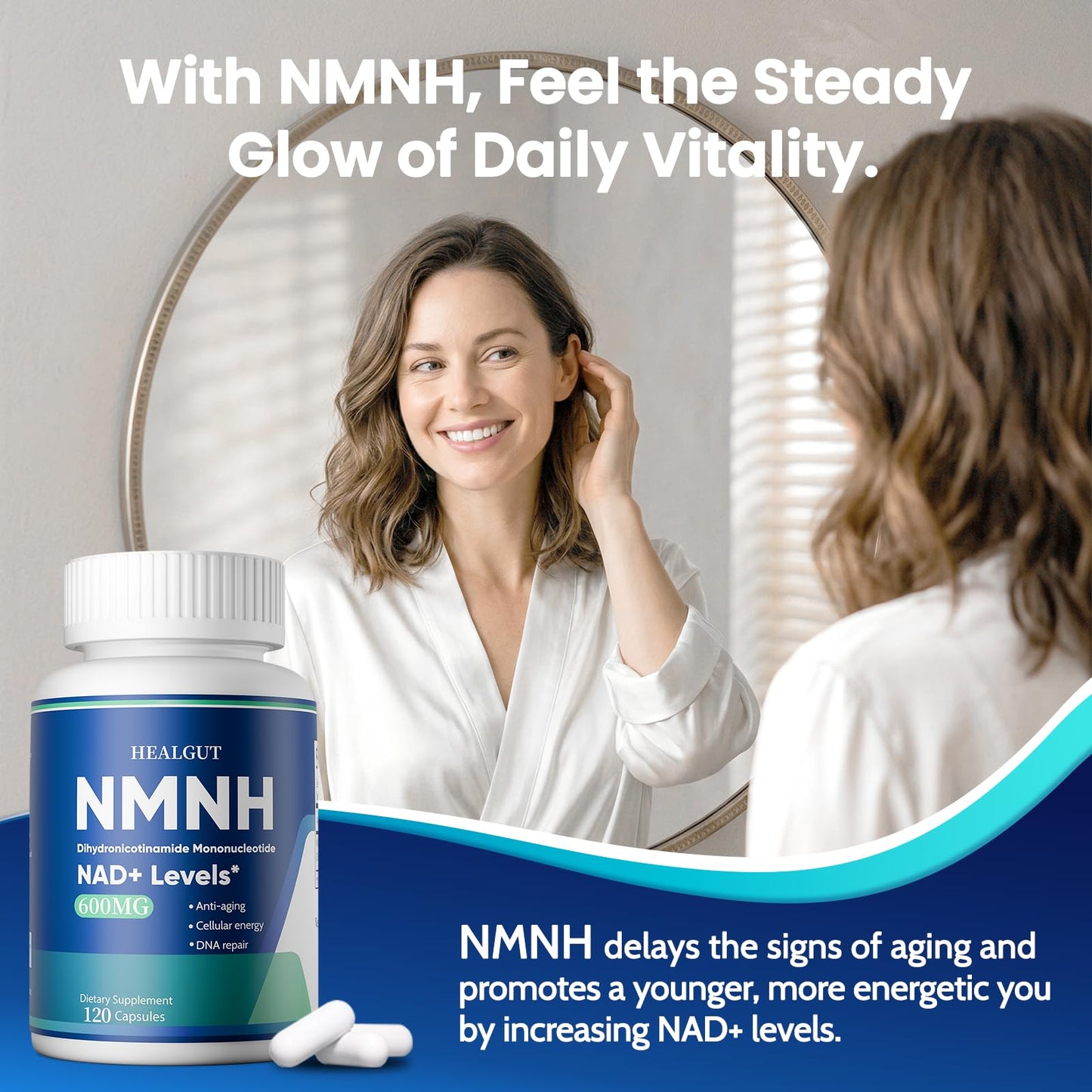 HEALGUT Liposomal NMNH 600mg NAD+ Supplement Capsule, 120 Capsules
