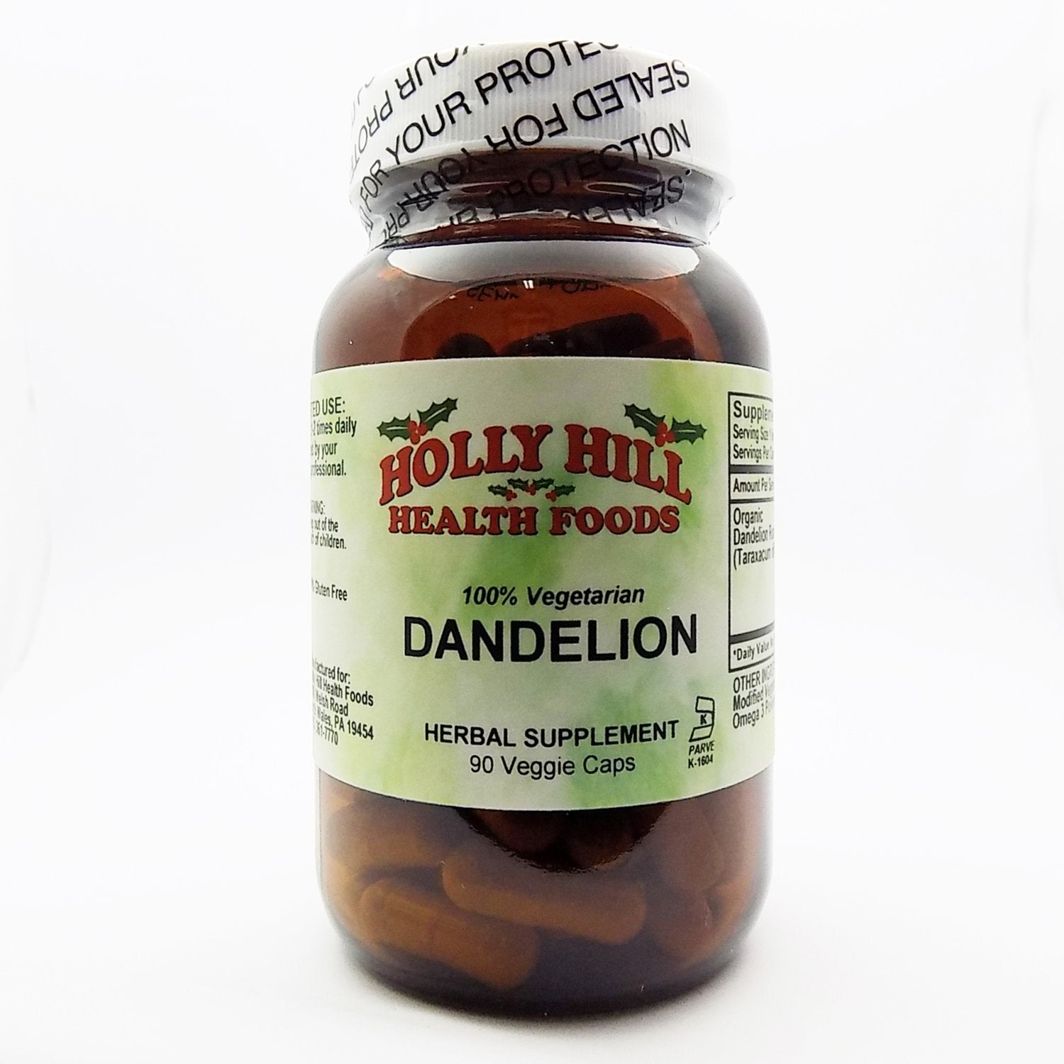 Holly Hill Health Foods Dandelion 100% Vegetarian Capsules, 90 Count