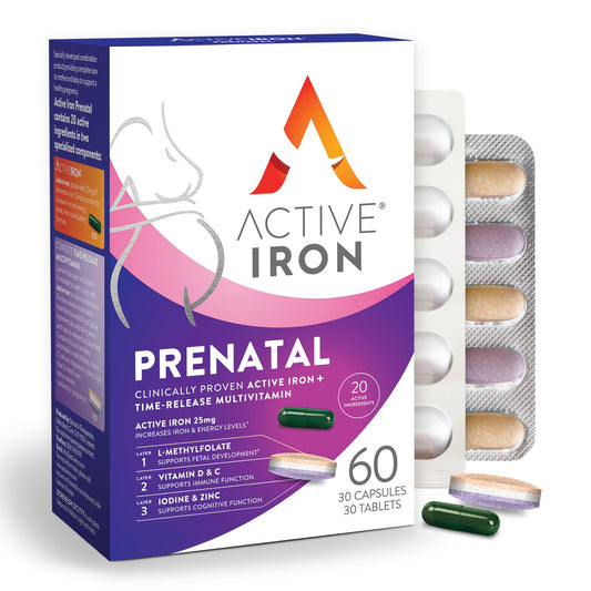 ACTIVEIRON Active Iron Supplement 25mg + Prenatal Multivitamin, Capsule, 60 Count