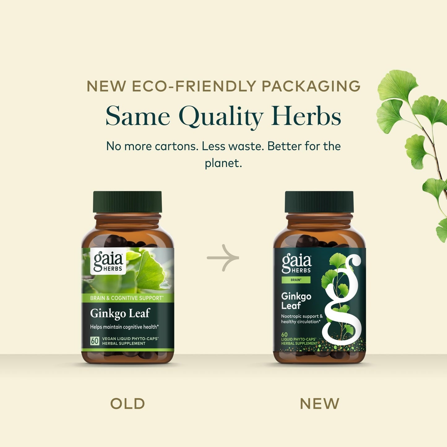 Gaia Herbs Ginkgo Leaf Herbal Supplement Capsules 60 Count