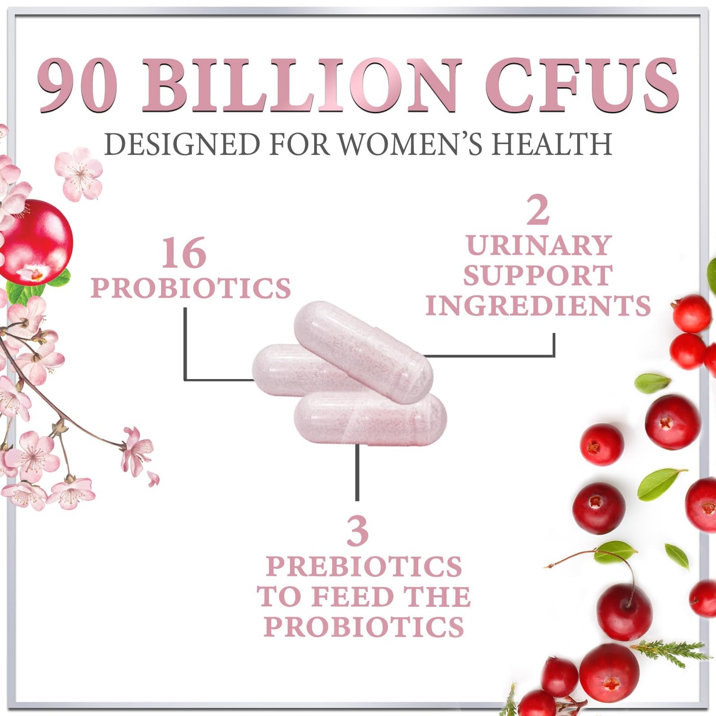 Hello Lovely! Probiotics for Women with Cranberry, 16 Premium Strains for pH Balance, Digestive Health, Vaginal & Immune Support, Capsules, 60 Count