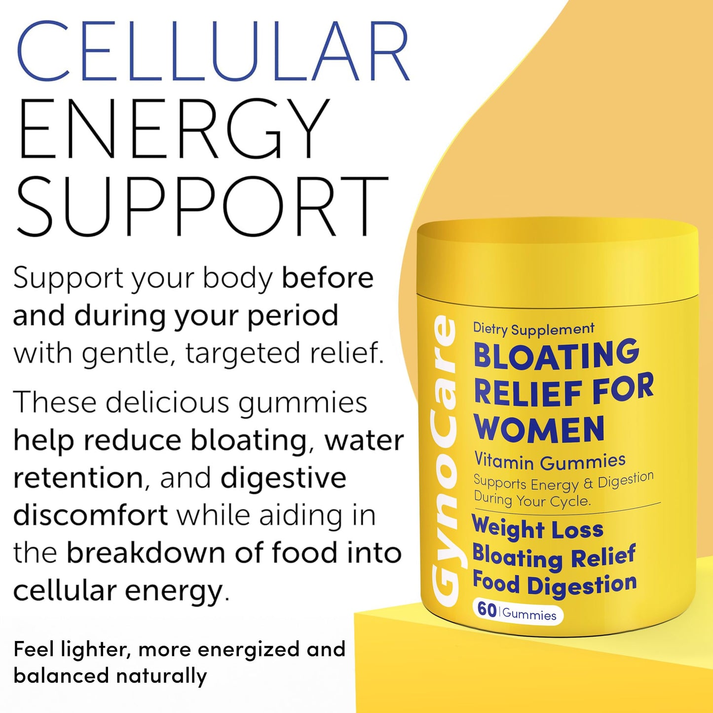 Terramed Just Think Comfort Bloating Relief for Women Debloating for Women | Supports Period Bloat, Digestion & Water Weight Balance | Helps Before & During Your Cycle | 60 Vegan Gummies, 8 oz