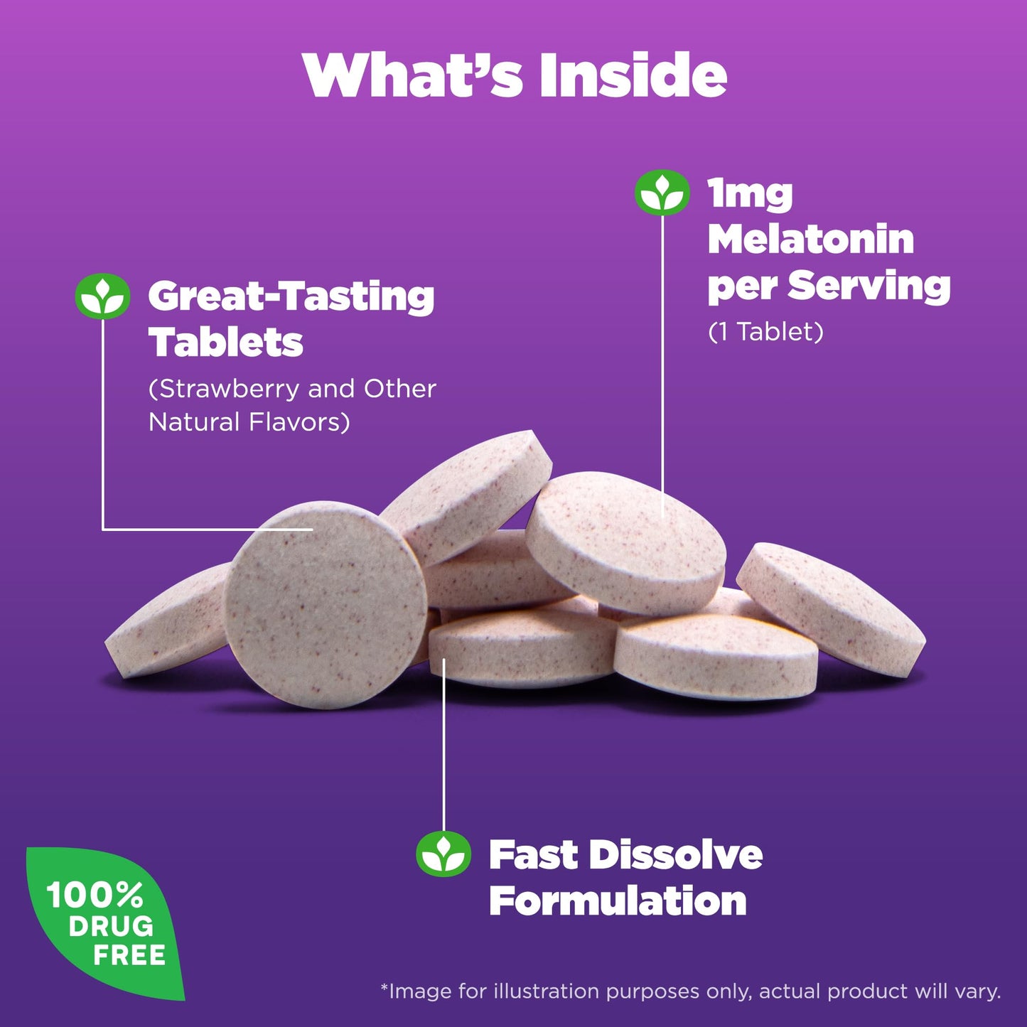 Natrol Melatonin Fast Dissolve 1 mg Tablets, 200 Count